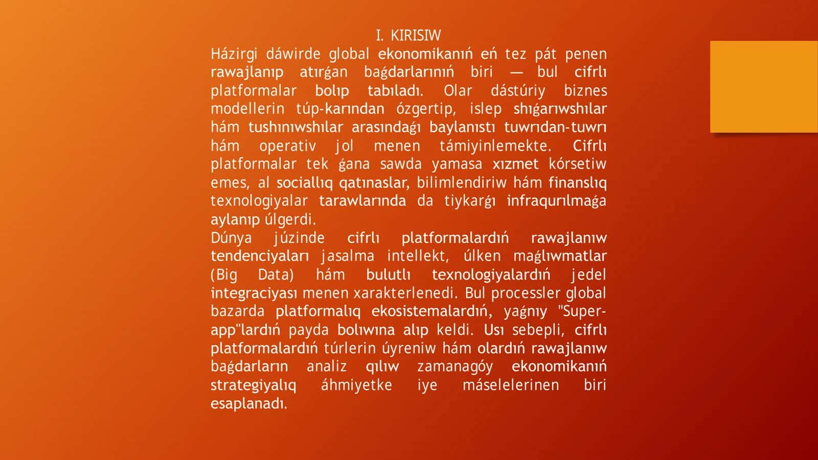 Dúnya júzinde cifrlı platformalardıń rawajlanıw tendenciyaları hám túrleri 2