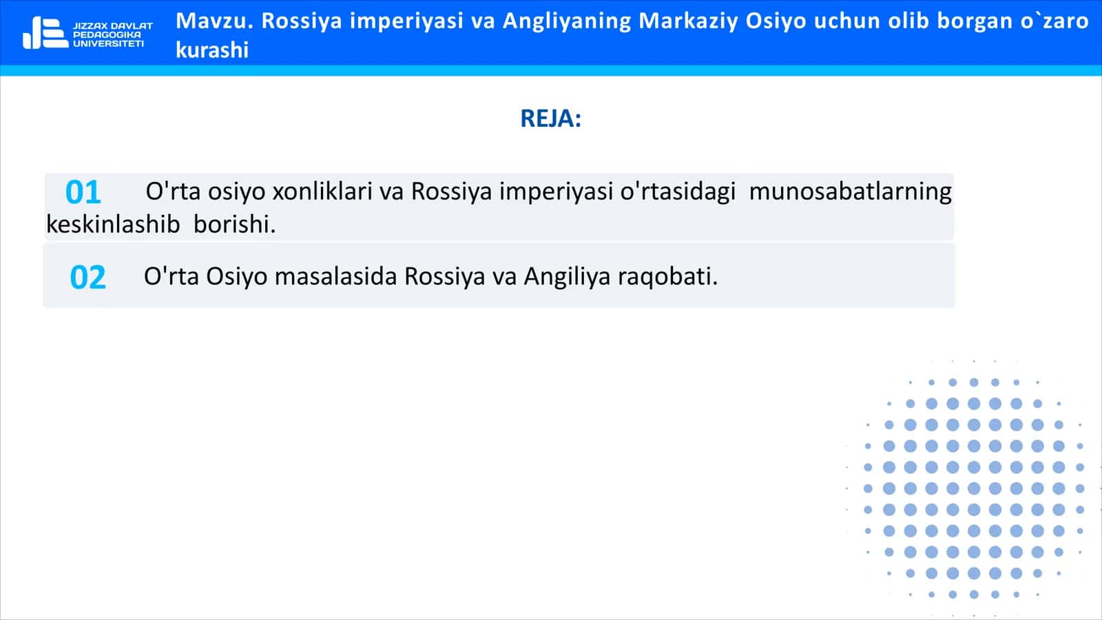 Rossiya imperiyasi va Angliyaning Markaziy Osiyo uchun olib borgan o`zaro kurashi 2