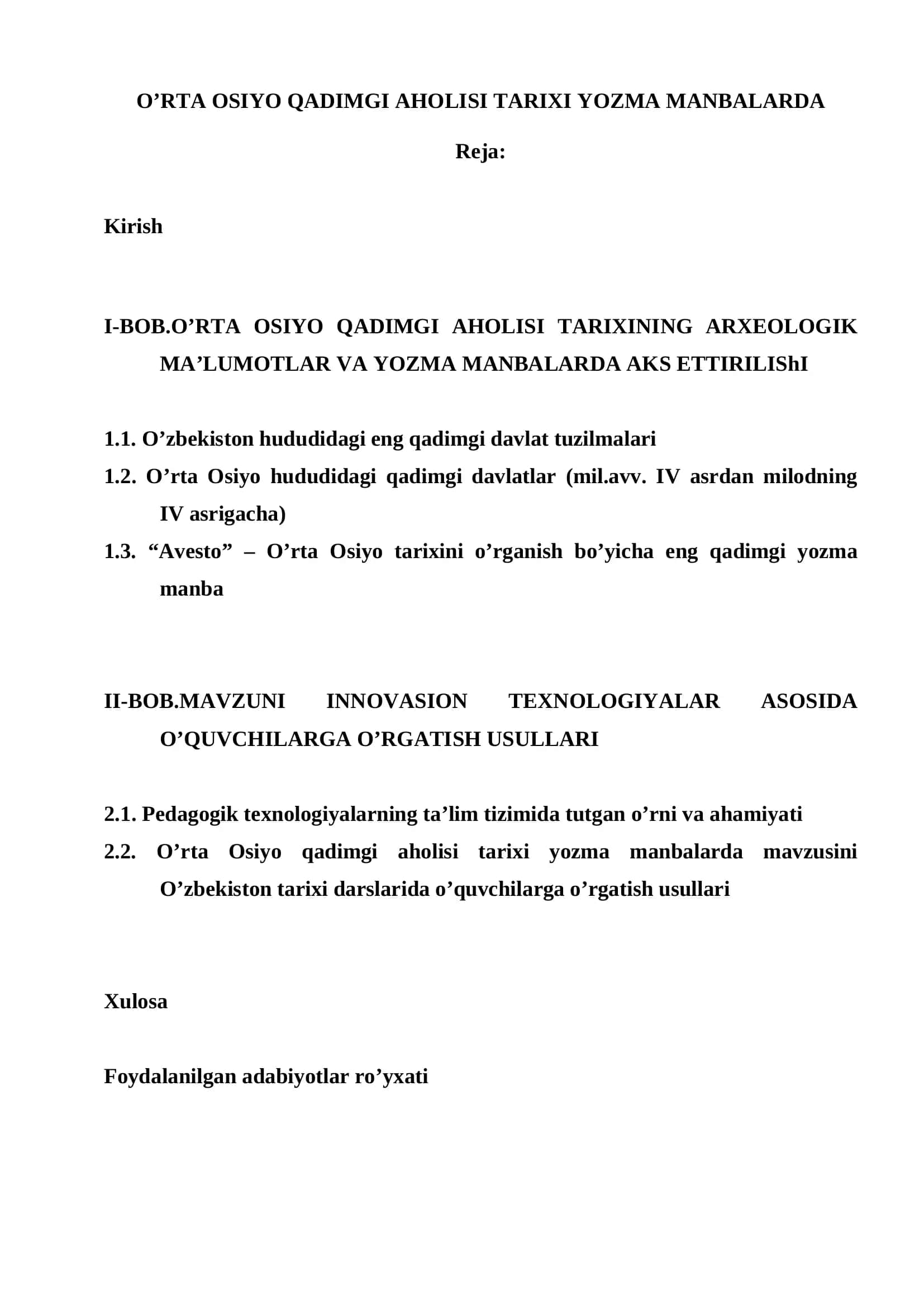 O’RTA OSIYO QADIMGI AHOLISI TARIXI YOZMA MANBALARDA 2