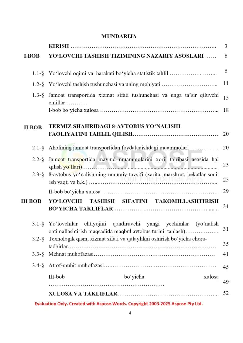 Termiz shahar jamoat transporti yo‘nalishlarida yo‘lovchi tashish sifatini takomillashtirish  (Termiz shahar 8-avtobus yo‘nalishi misolida 2