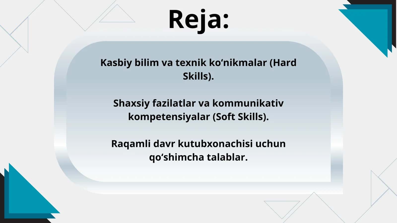 Kutubxonashunoslik faniga bólgan kasbiy talablar 2