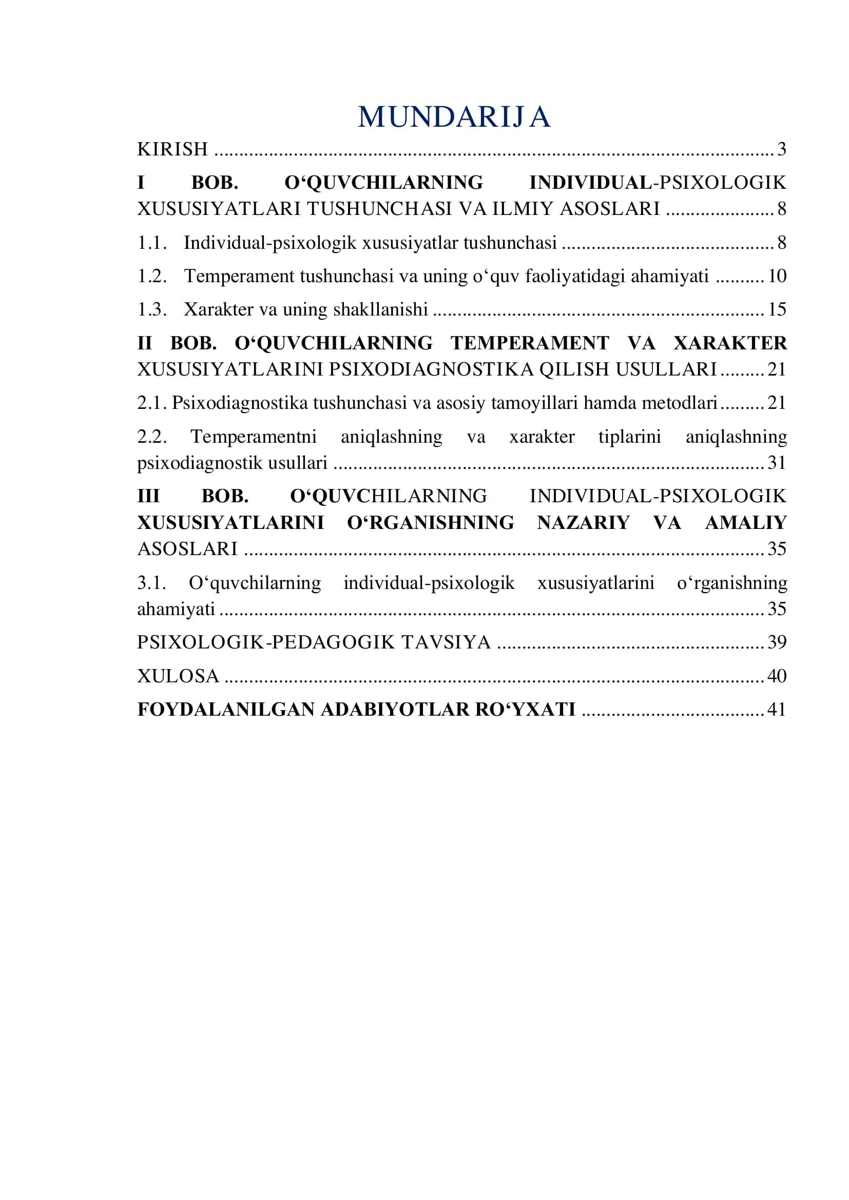 O‘quvchilarning individual-psixologik xususiyatlari 
psixodiagnostikasi: temperament va xarakter 2
