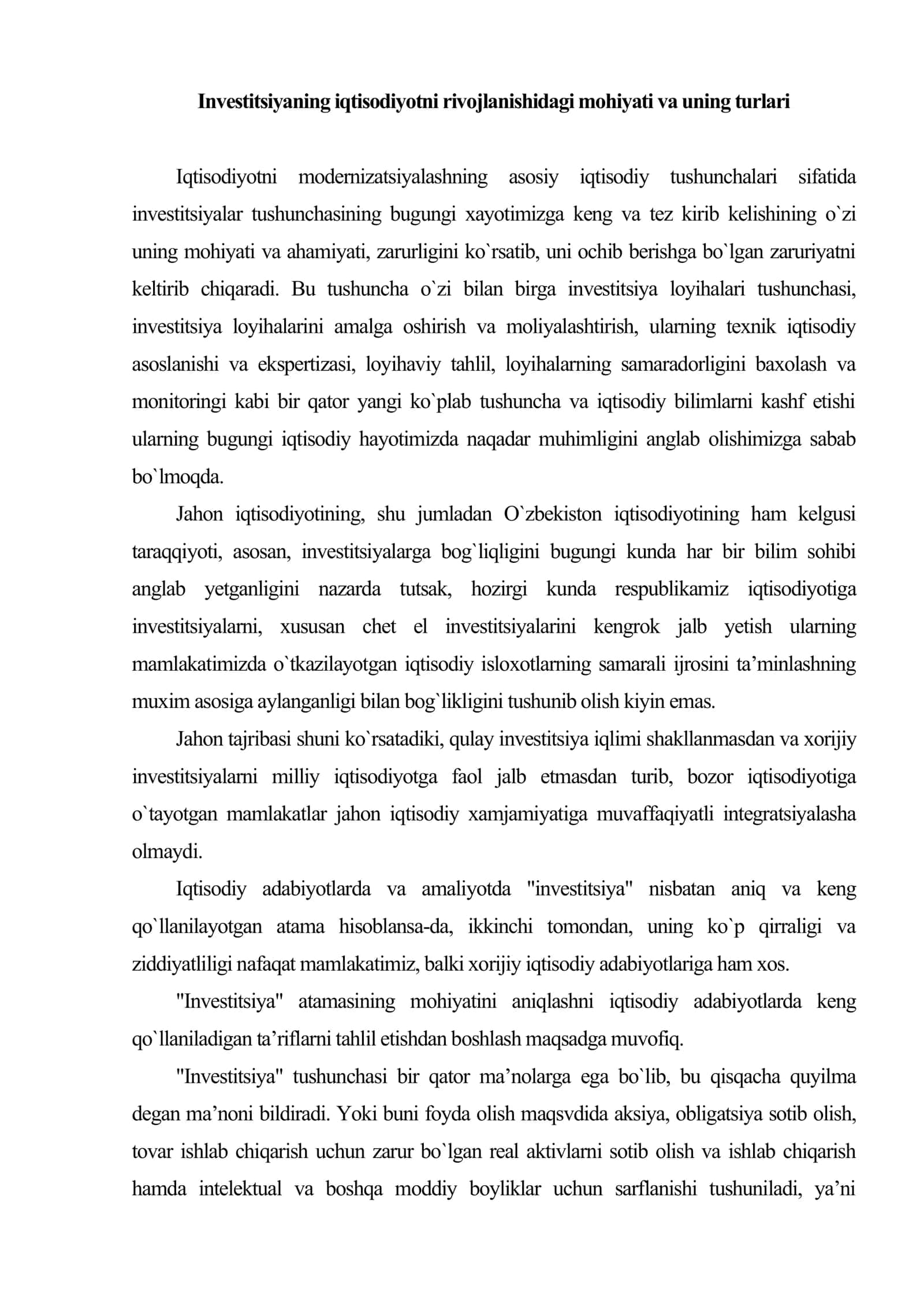 Investitsion muhitni iqtisodiy o`sishga ta’siri 2