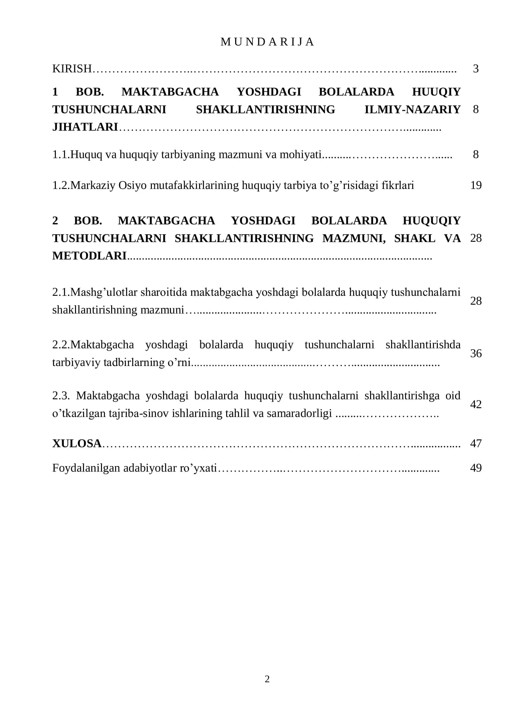 MAVZUSIDAGI MALAKAVIY – BITIRUV ISHI 2