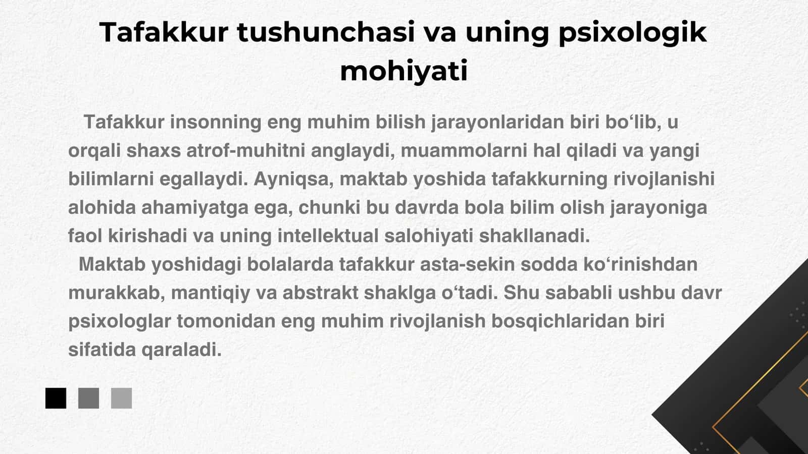 TAFAKKURNING MAKTAB YOSHIDA RIVOJLANISHI 2
