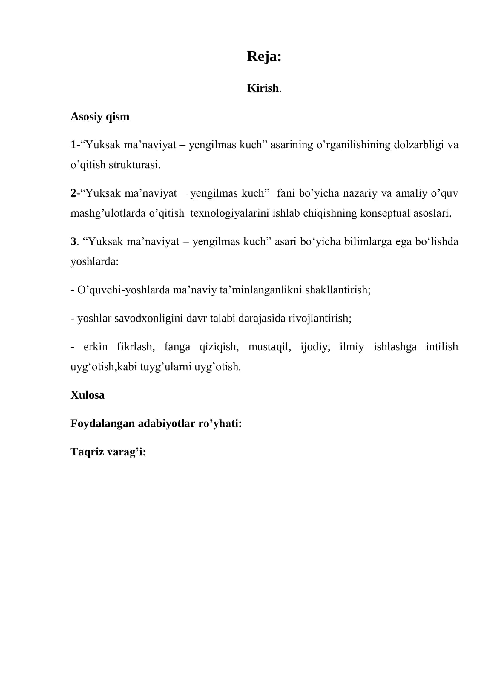 Yuksak ma’naviyat – yengilmas kuch 2