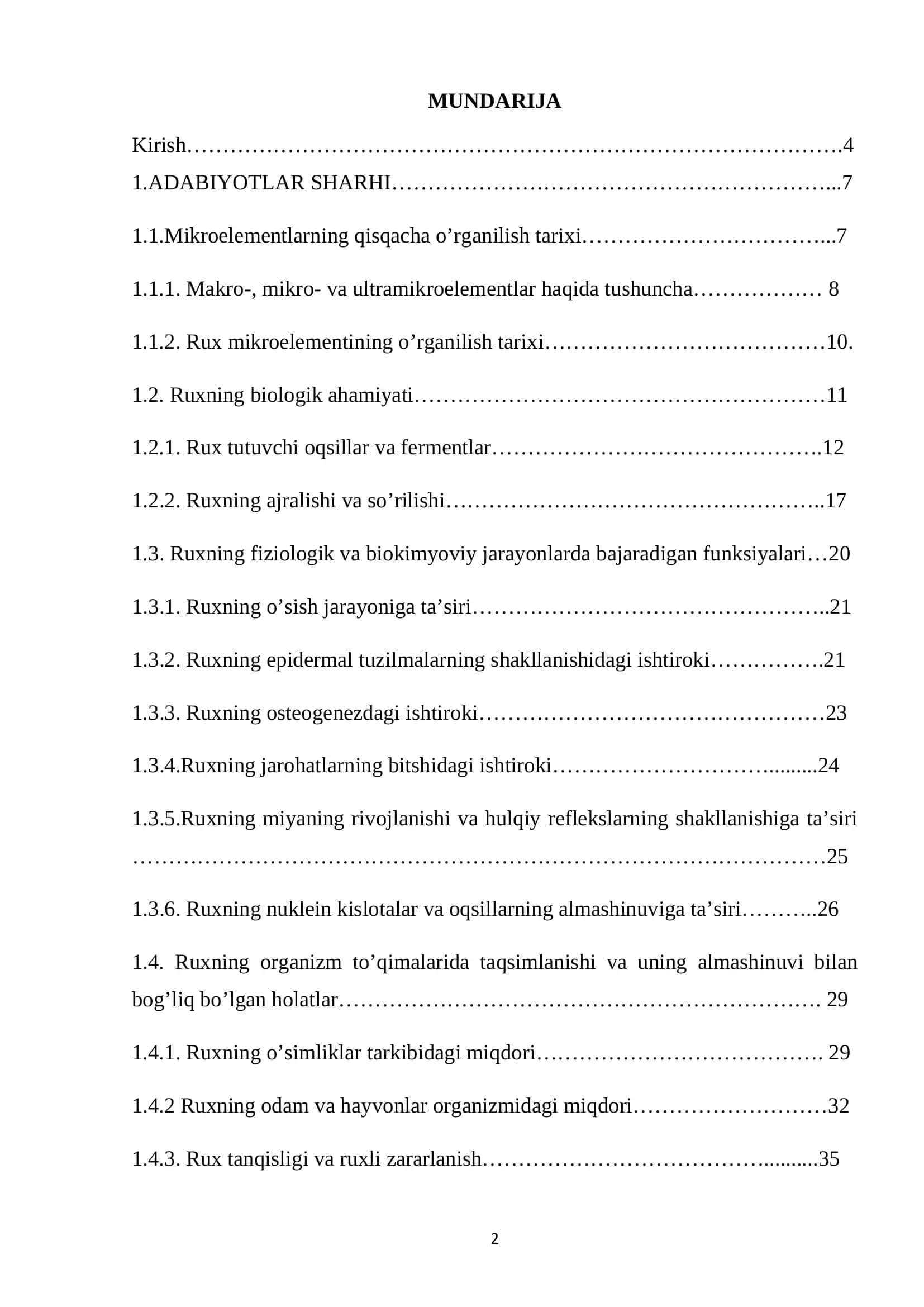 Tirik organizmlarda ruxning biologik ahamiyati 2