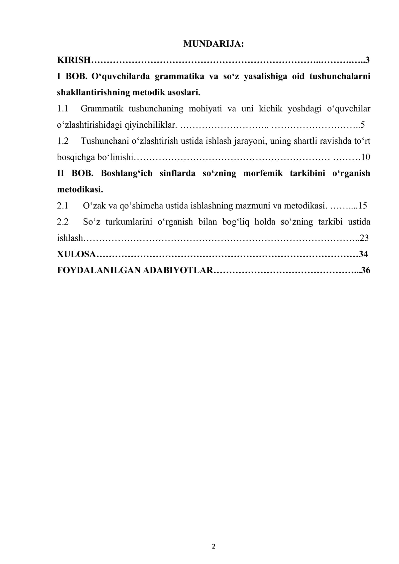 O‘quvchilarda grammatika va so‘z yasashga oid tushunchalarni shakllantirishning metodik asoslari 2