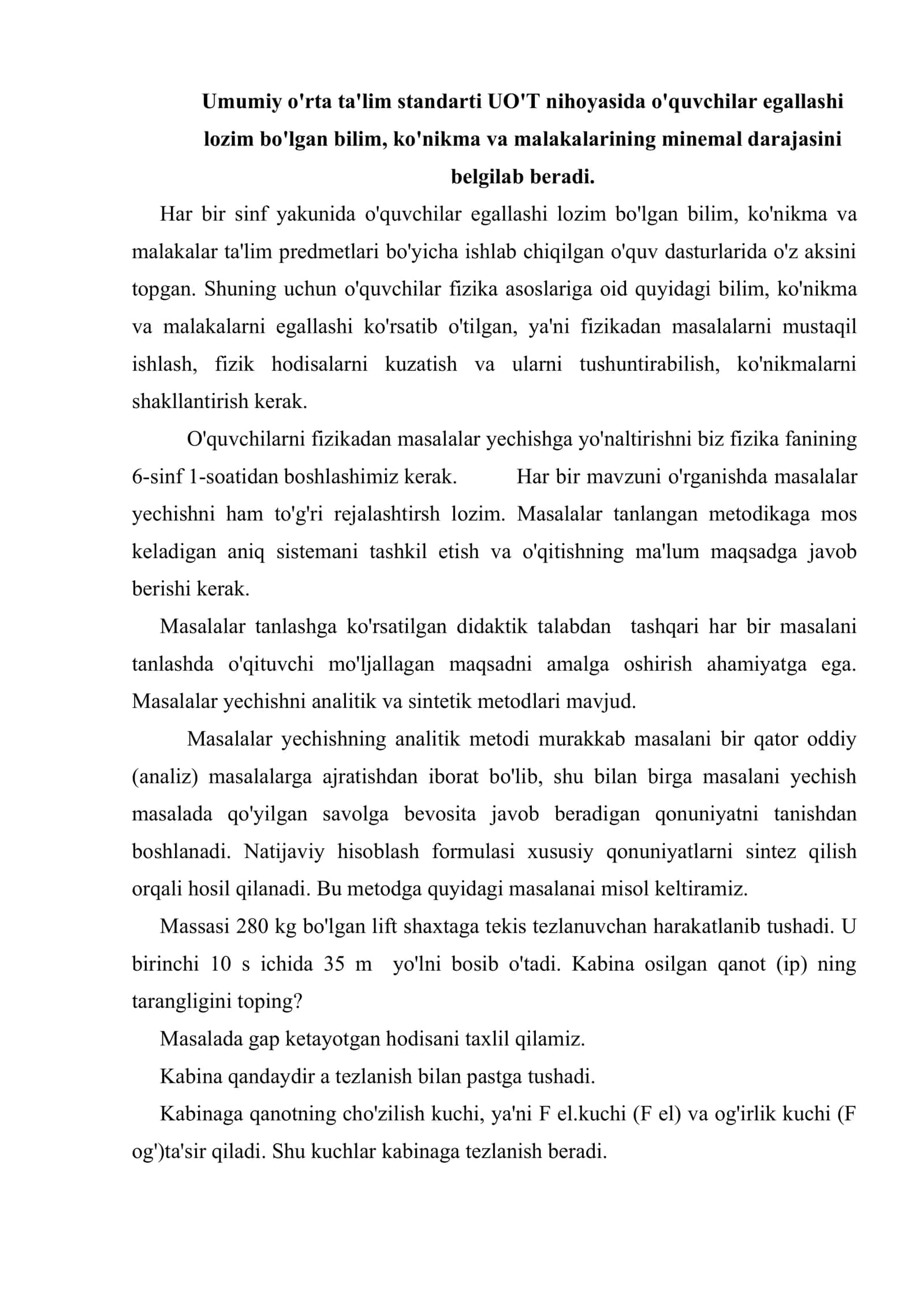 Fizikadan masalalar yechish 2