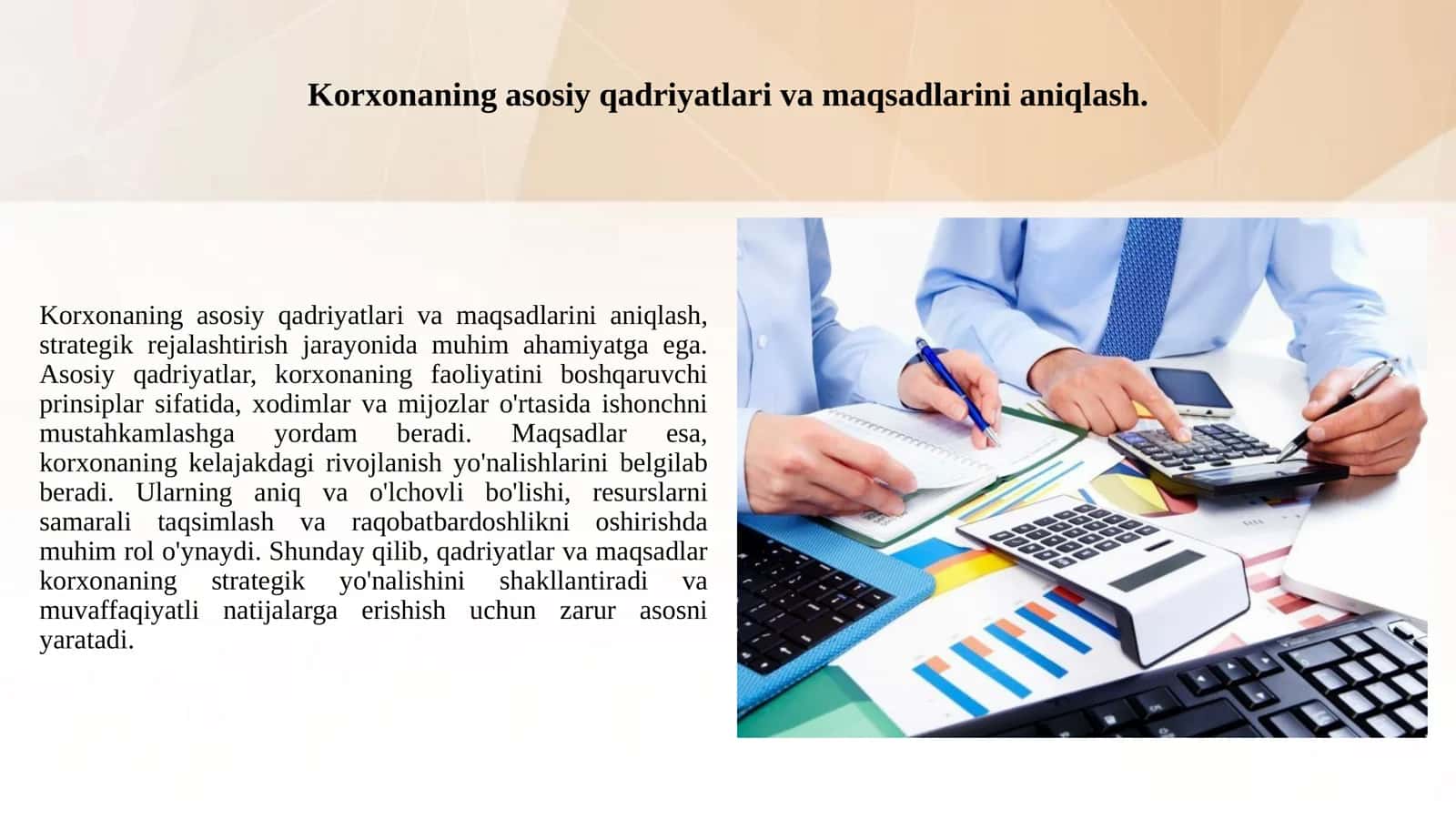 Korxona missiyasi va uzoq muddatli maqsadlarini strategik rejalashtirishda aks ettirish 2