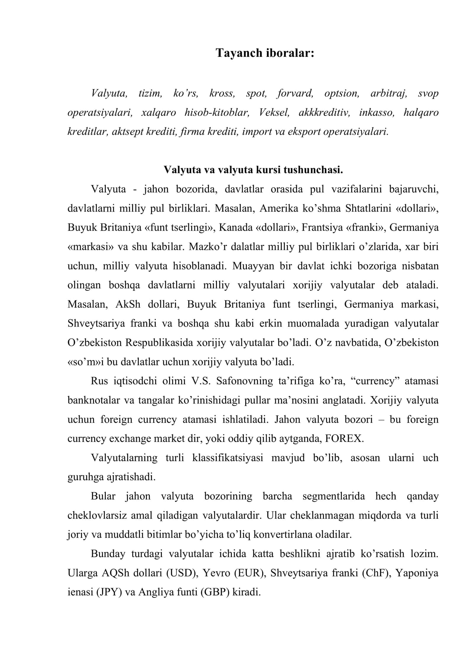 Tijorat banklarining valyuta operatsiyalari 2