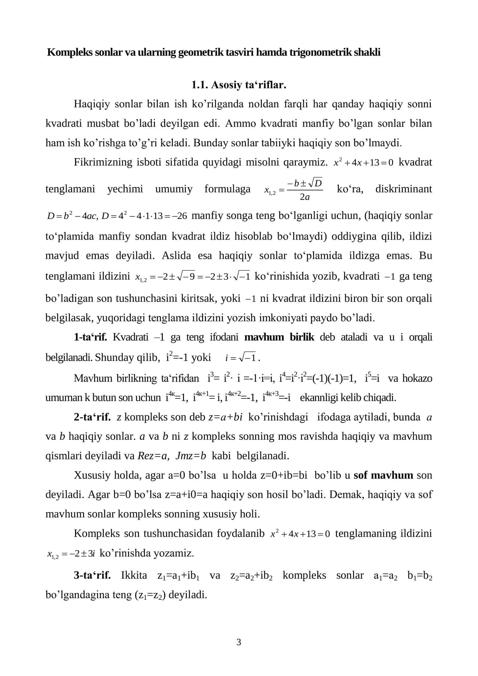 Kompleks sonlar va ularning geometrik tasviri hamda trigonometrik shakli 2