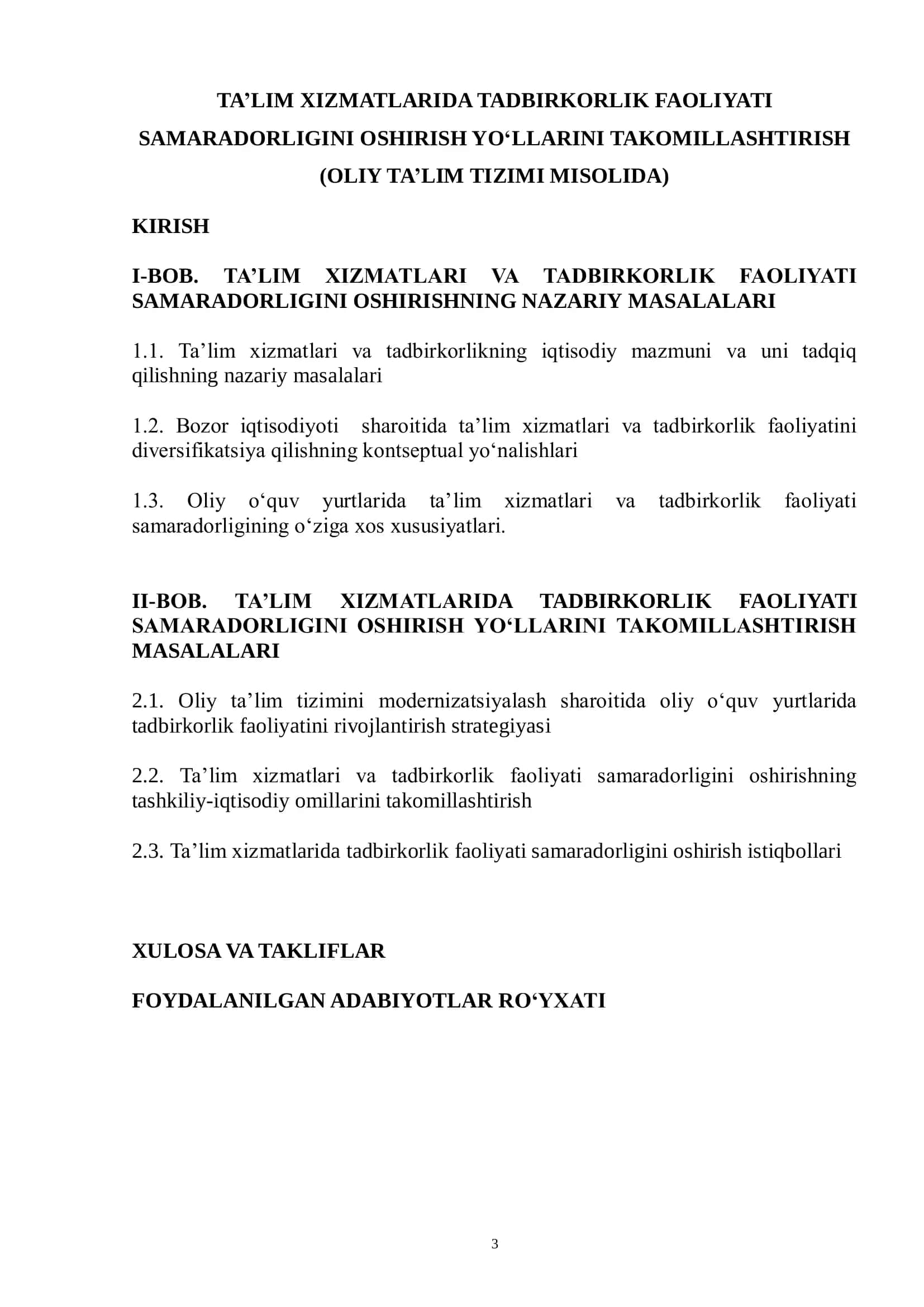 TA’LIM XIZMATLARI TADBIRKORLIK FAOLIYATI SAMARADORLIGINI OSHIRISH 2