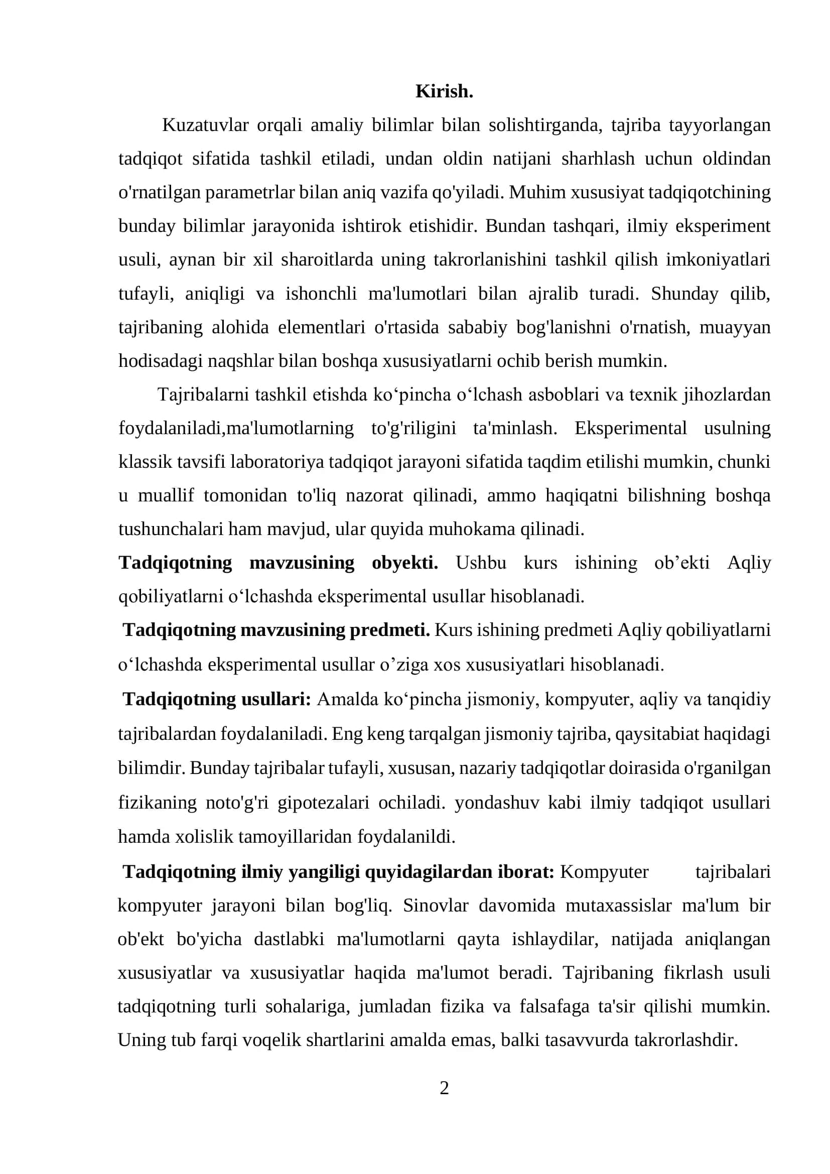 Aqliy qobiliyatlarni oʻlchashda eksperimental usullar 2
