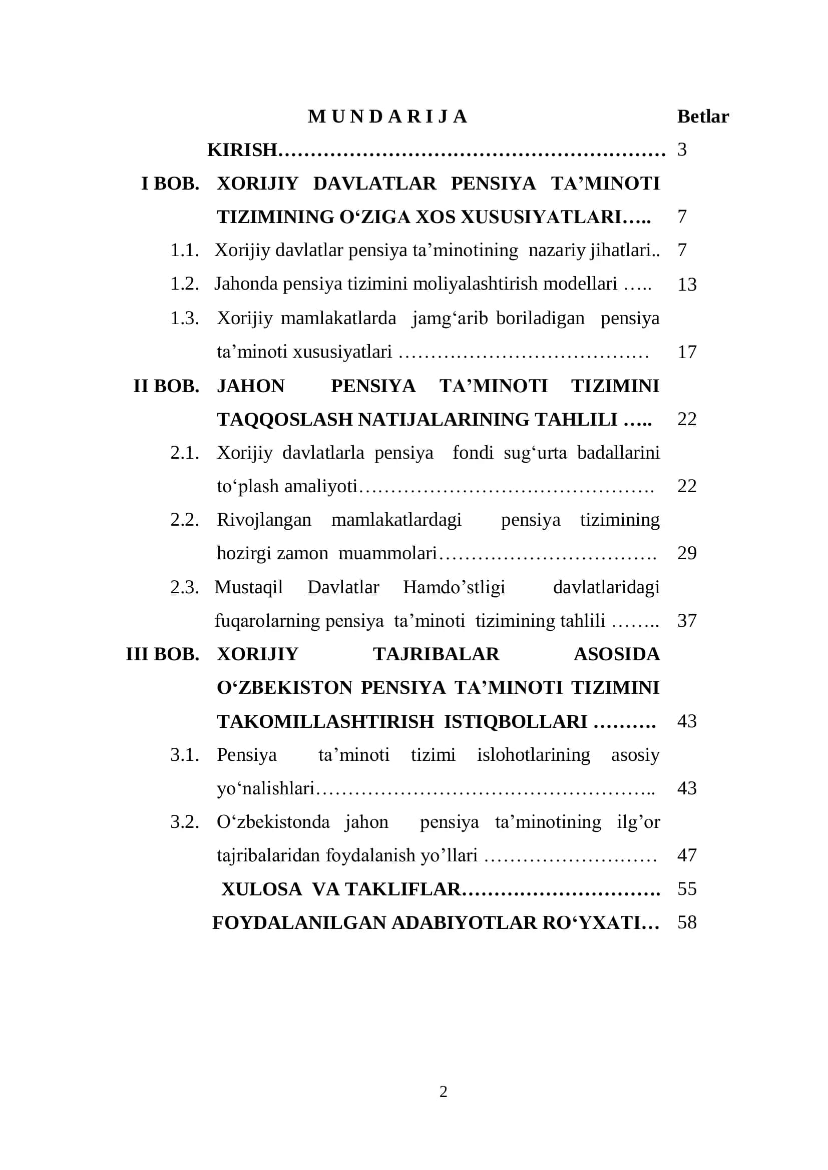 JAHONDAGI PENSIYA TA’MINOTI TIZIMLARI 2