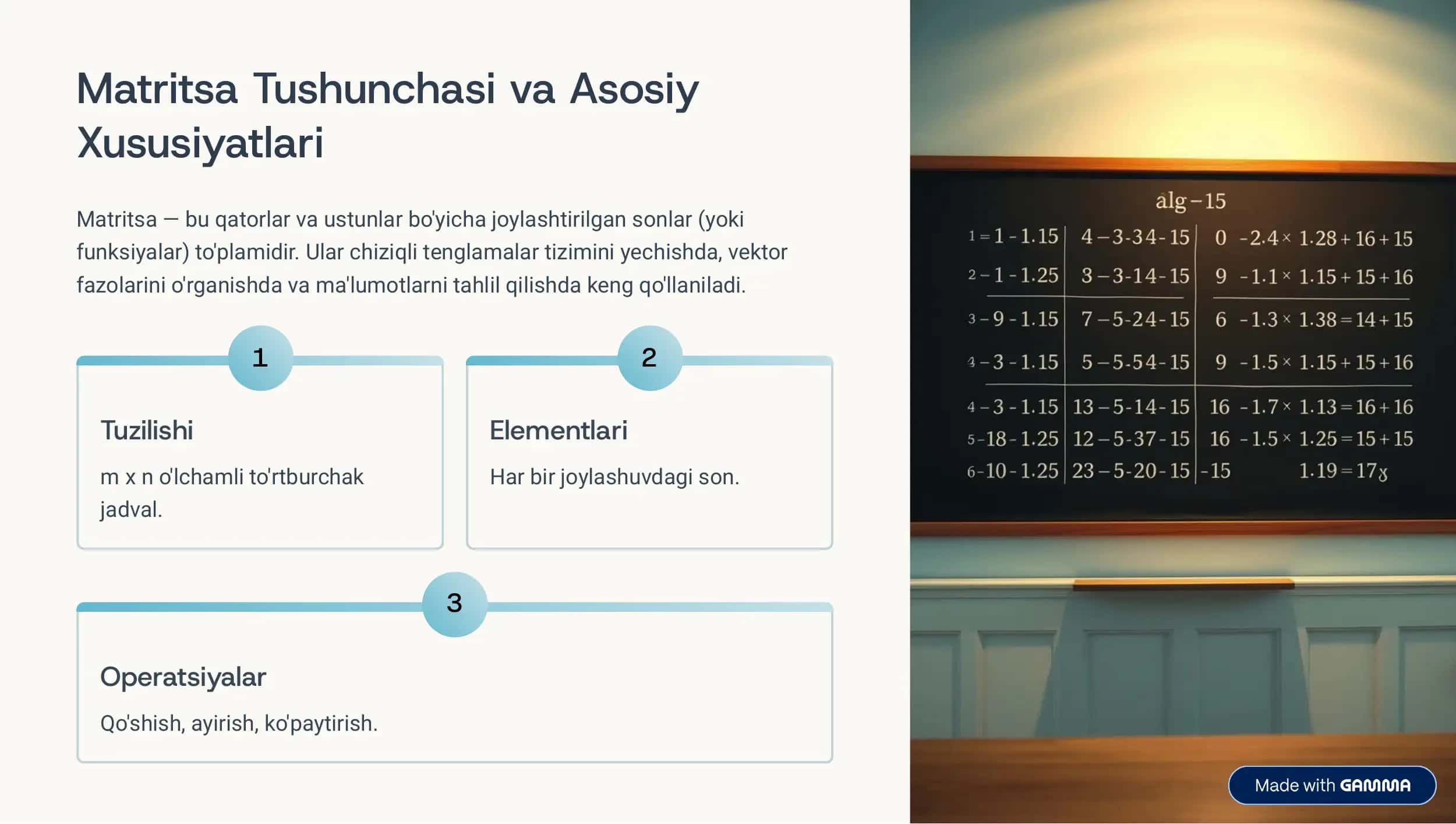 Matematika matritsa haqida nazariy ma’lumotlar 2