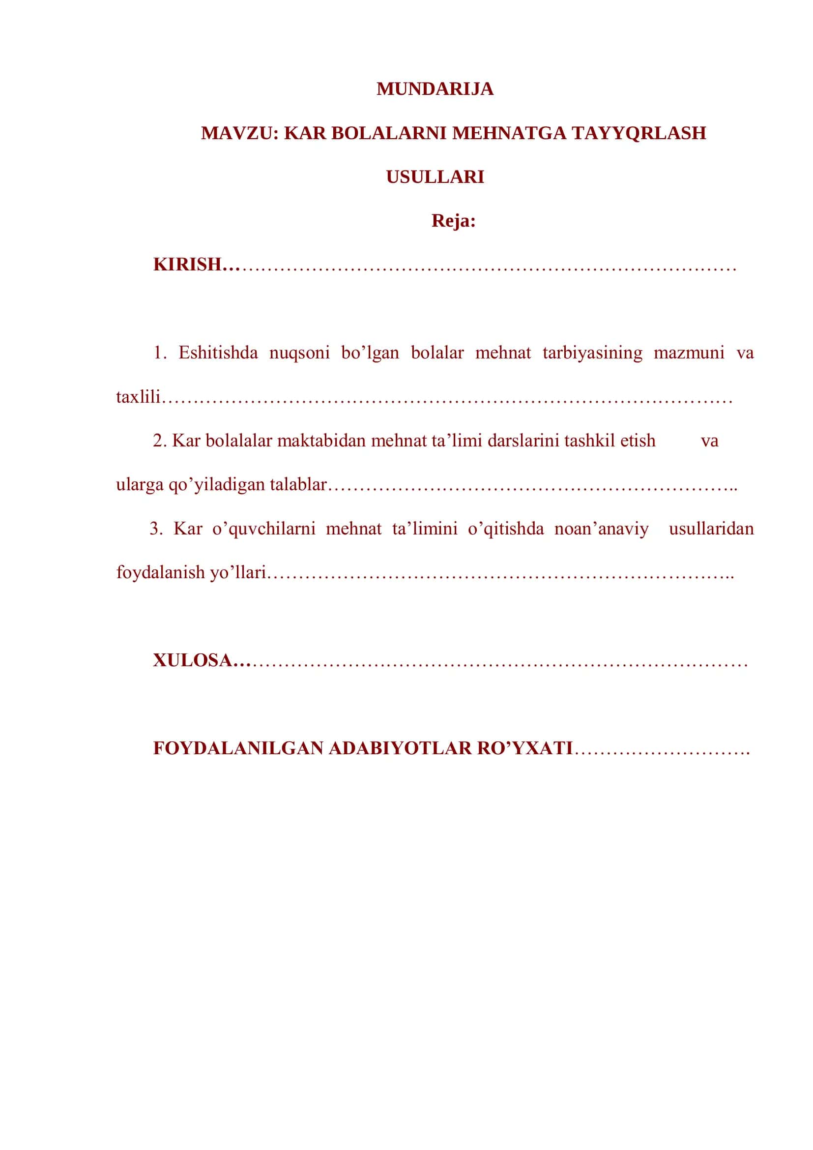 KAR BOLALARNI MEHNATGA TAYYORLASH USULLARI 2