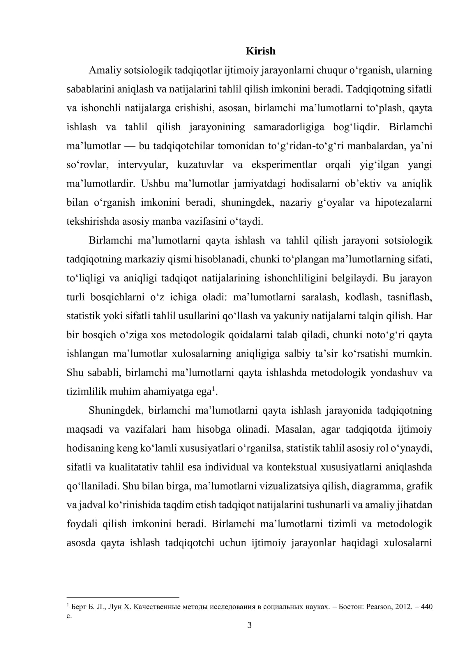 AMALIY SOTSIOLOGIK TADQIQOTLARDA BIRLAMCHI MA'LUMOTLARNI QAYTA ISHLASH JARAYONLARI VA BOSQICHLARI 2