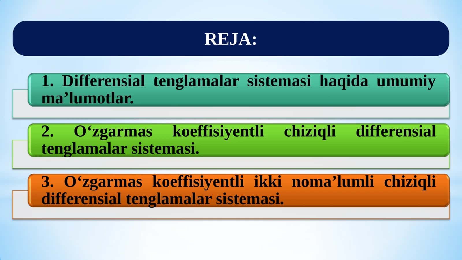 Amaliy matematika 2: Chiziqli differensial tenglamalar sistemasi 2