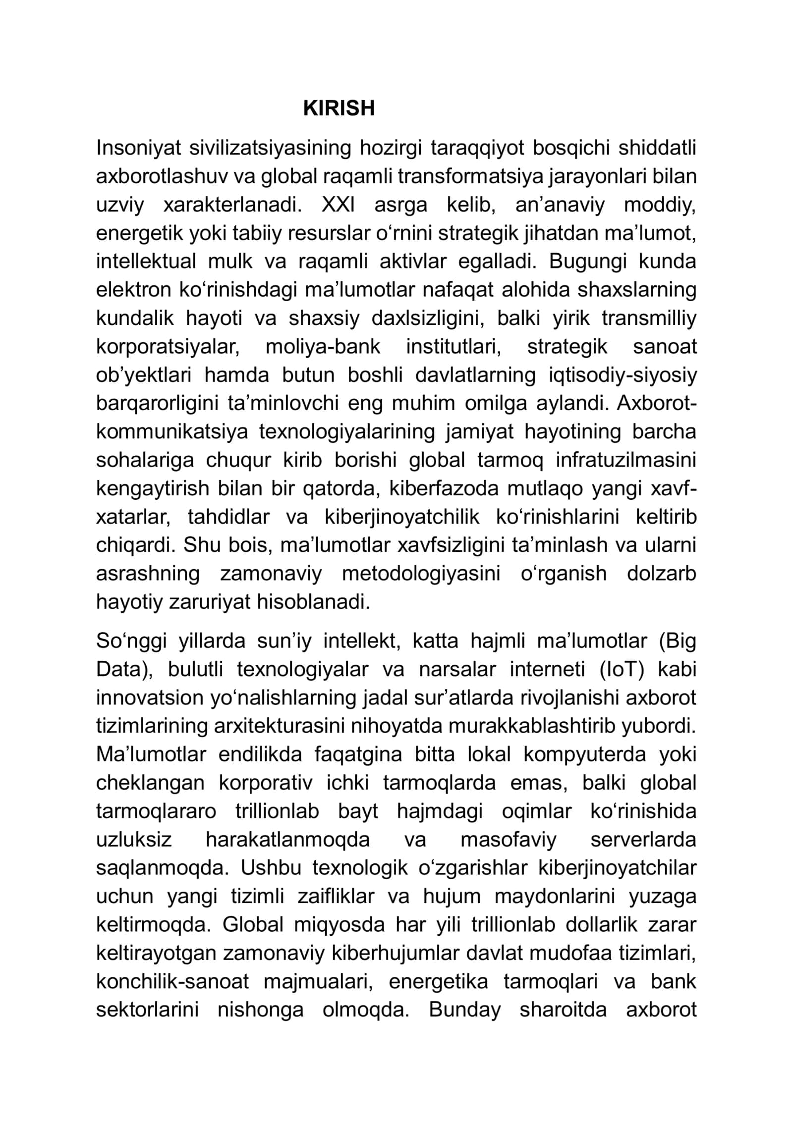 Maʼlumotlar xavfsizligi va himoya usullari 2