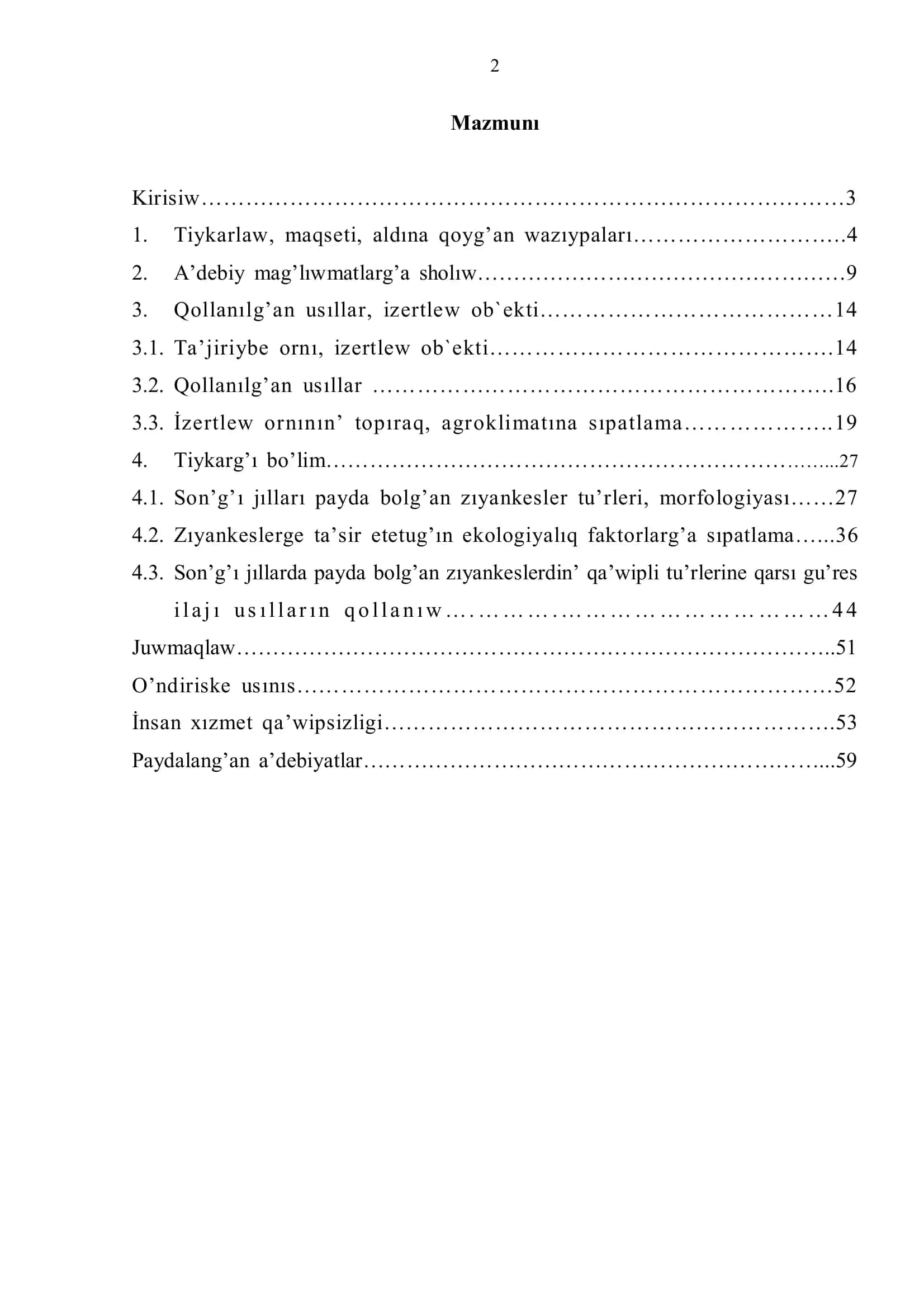 O’simlikshilik ha’m o’simliklerdi qorg’aw ha’m karantin ta’lim bag’dari 2