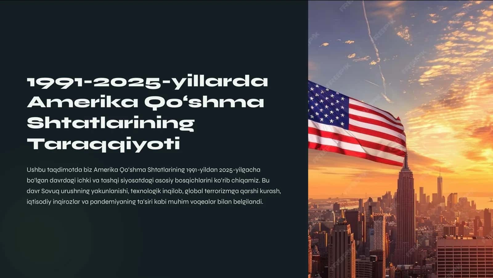 AQSH taraqqiyoti 1991-2025-yillarda: mavzusida LOYIHA ISHI 2