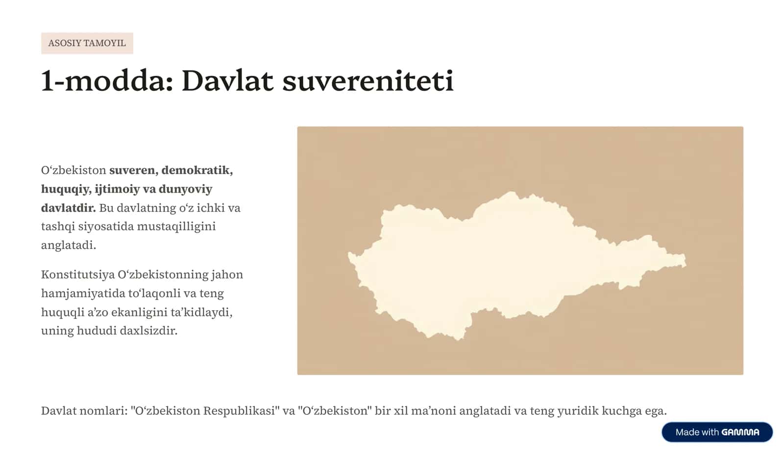 O‘zbekiston Respublikasi Konstitutsiyasi 1-24-moddalari 2