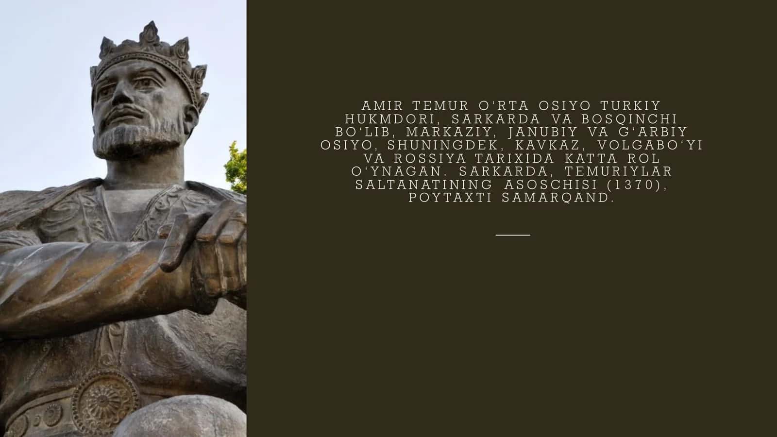 AMIR TEMUR VA TEMURIYLAR DAVRIGA OID TARIXIY, BADIIY ASARLAR BILAN TANISHISH 2