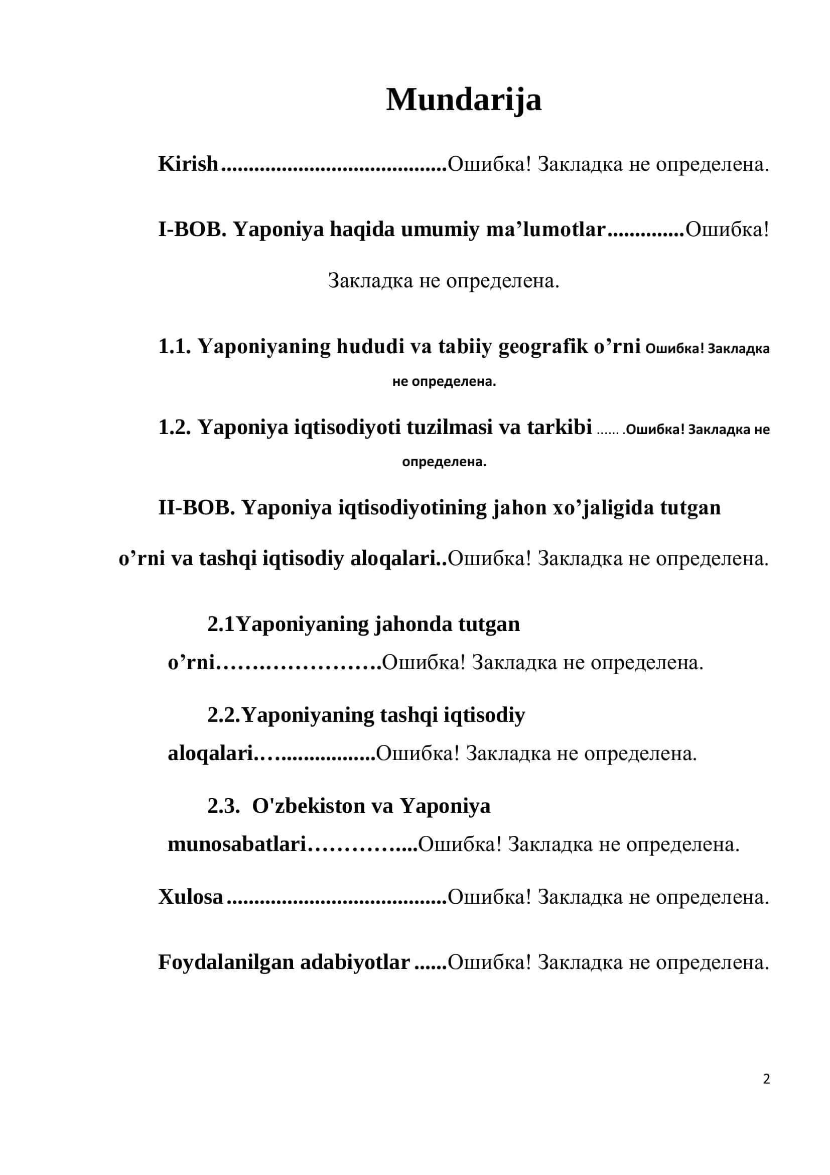 Yaponiya iqtisodiyoti va uning jahon iqtisodiyotida tutgan o‟rni 2