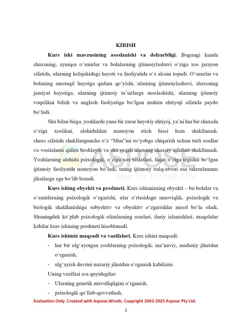Bolalar va o'smirlar o'rtasida nomuvofiqlikni aniqlash 2