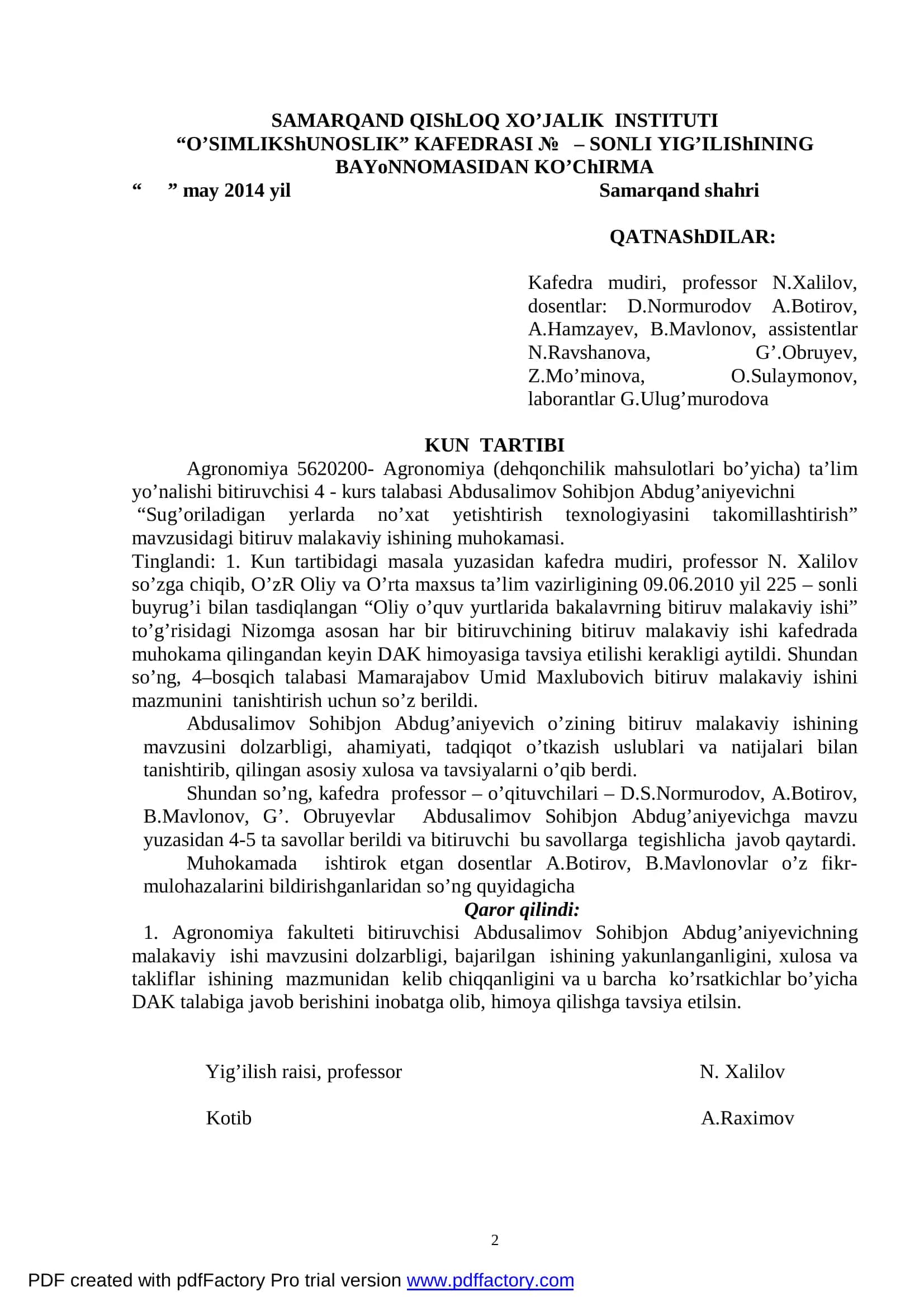 Sug’oriladigan yerlarda no’xat yetishtirish texnologiyasini takomillashtirish 2