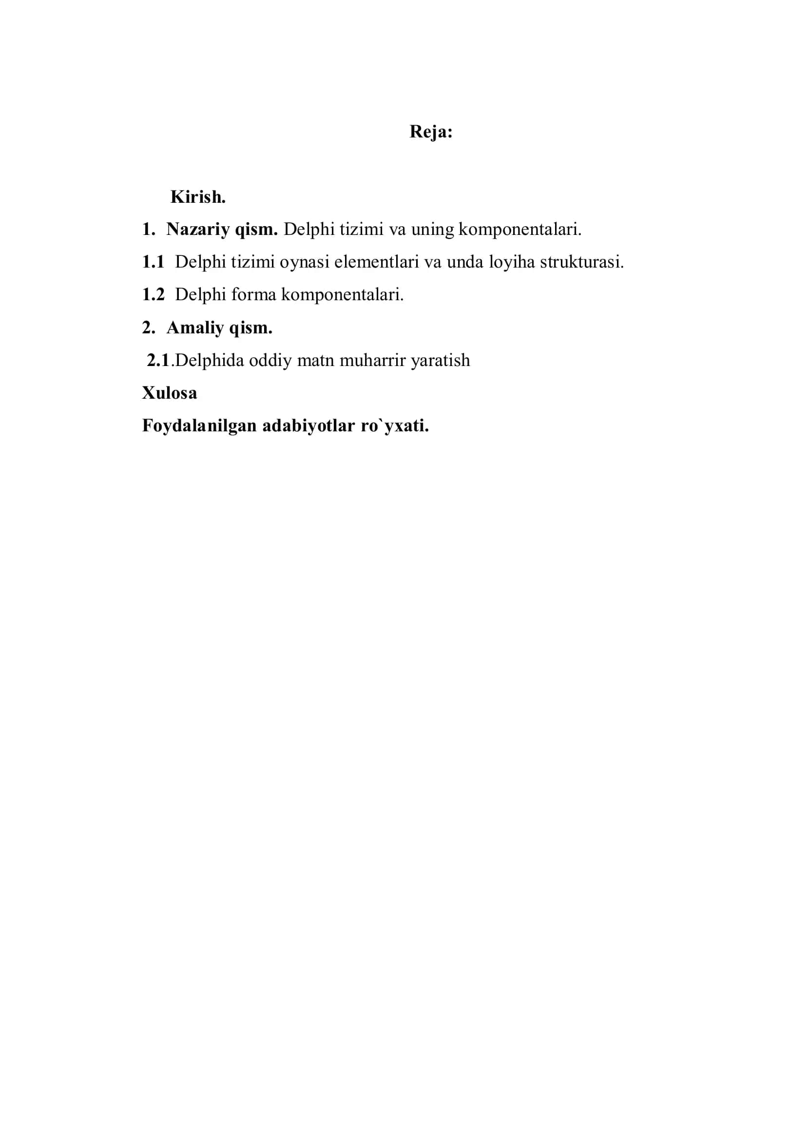 Delphi diolog komponentalari va ularning ishlatilishi 2