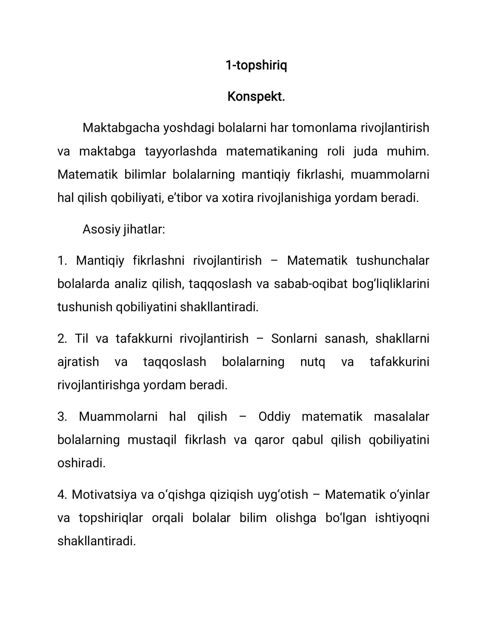 Elementar matematik tasavvurlarni shakllantirish. Xalqaro baholash dasturlari 2