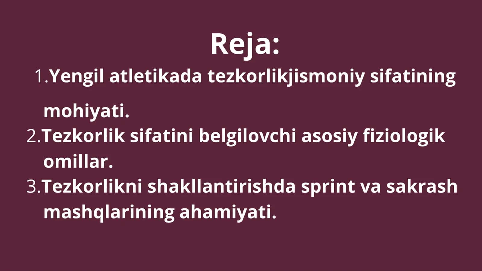 Yengil Atletika: Tezkorlik Jismoniy Sifatini Rivojlantirish 2