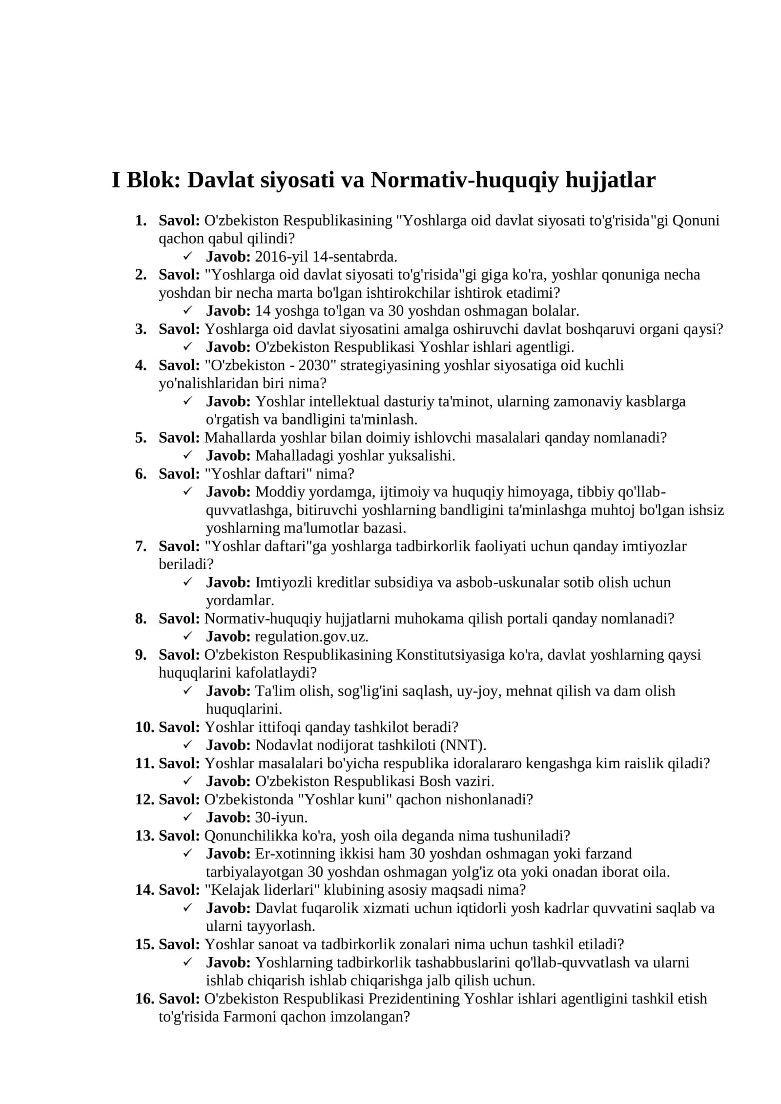 Kelajak Markazi direktorlari va rahbar kadrlar uchun namunaviy testlar to‘plami 2026y 2