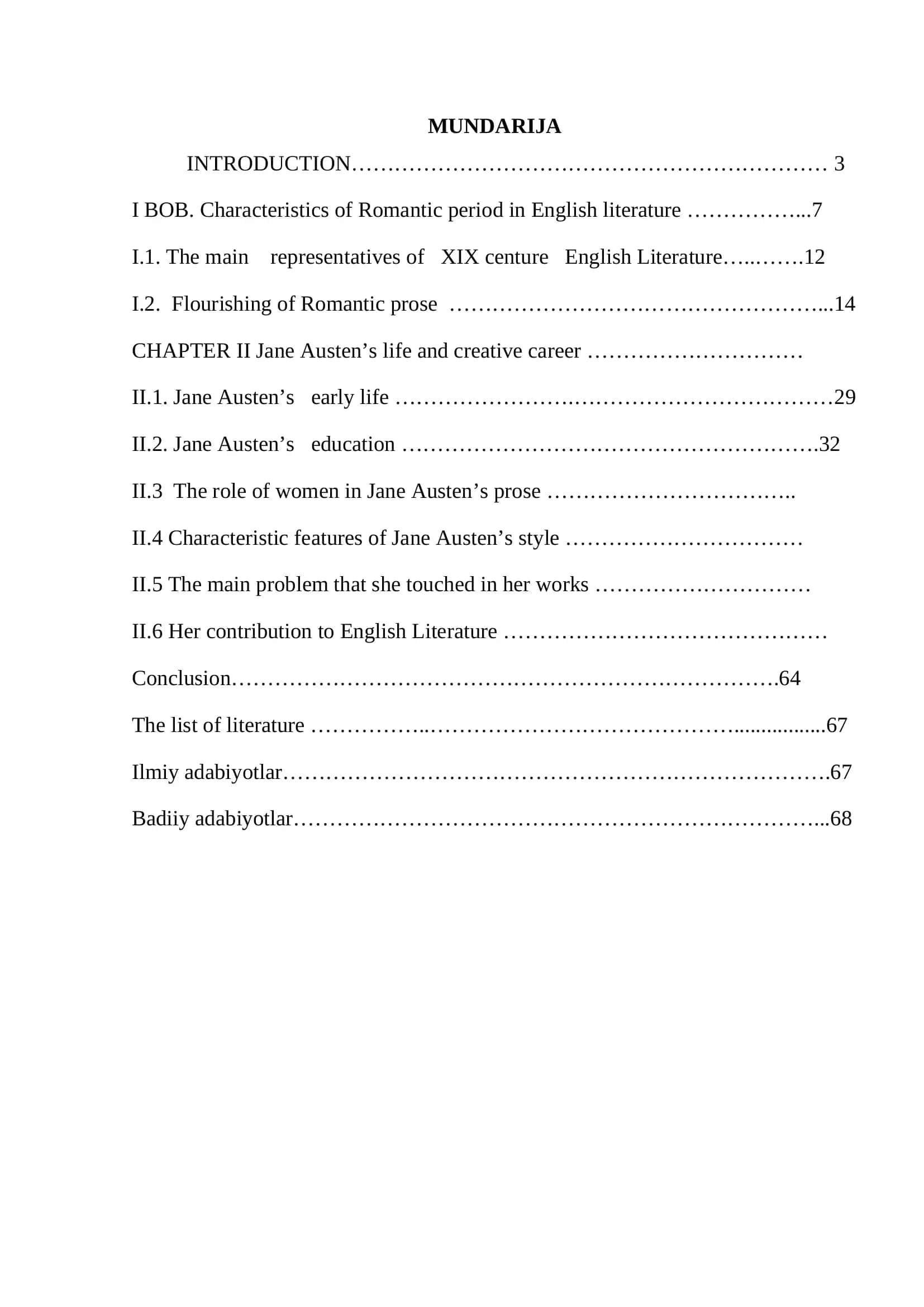 Mavzu: The role of women in Jane Austen’s novels 2