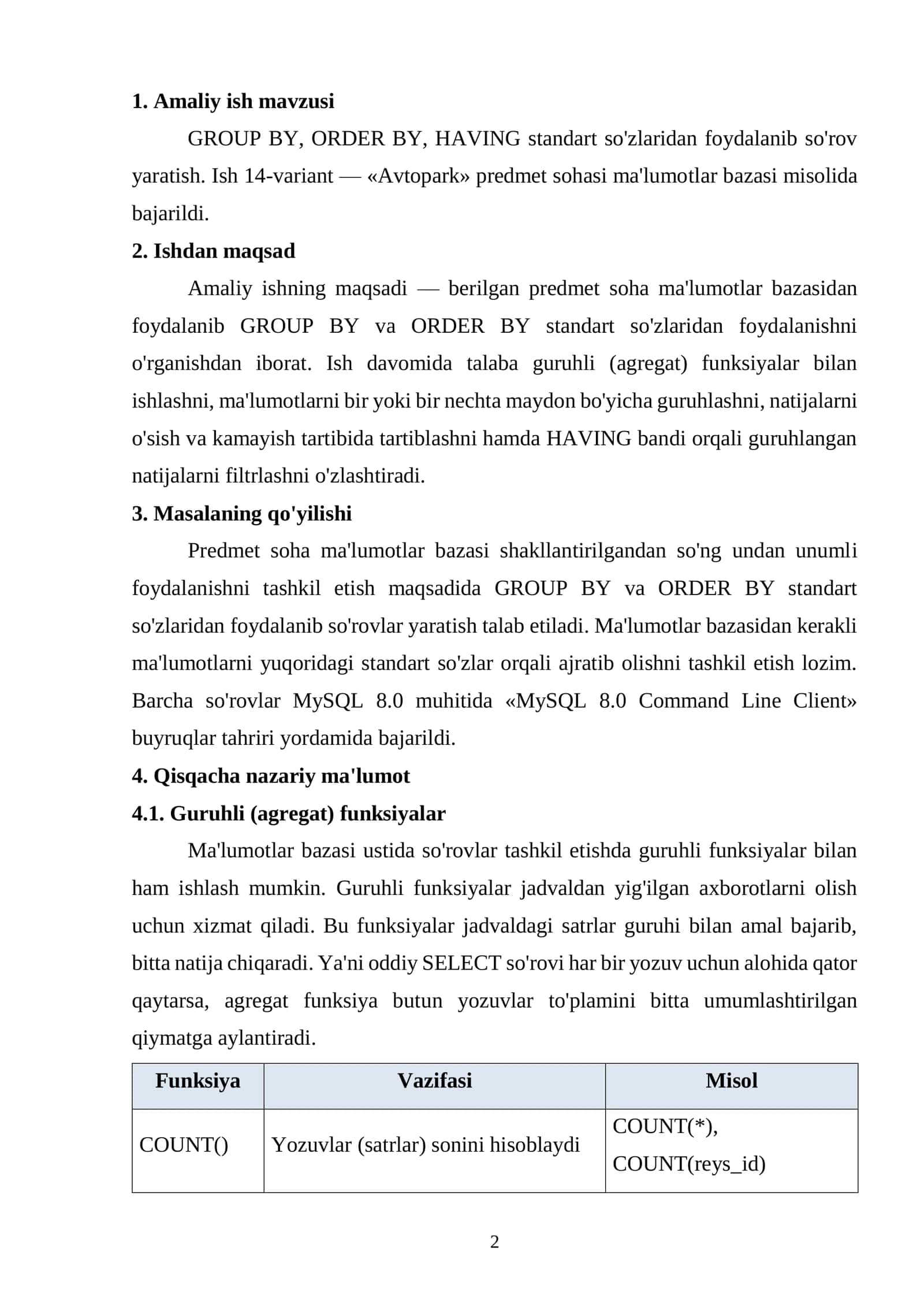 MUHAMMAD AL-XORAZMIY NOMIDAGI TOSHKENT AXBOROT TEXNOLOGIYALARI UNIVERSITETI 2