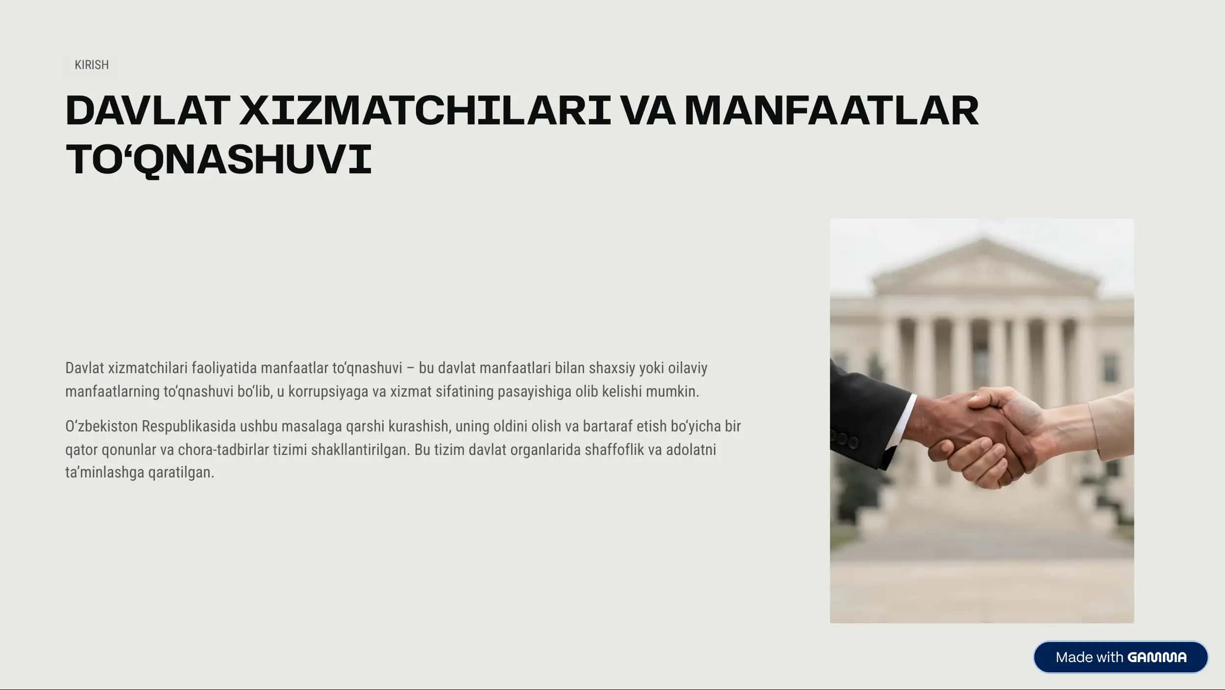 DAVLAT XIZMATCHILARI FAOLIYATIDA MANFAATLAR TO‘QNASHUVI VA UNGA YO‘L QO‘YMASLIK CHORALARI 2