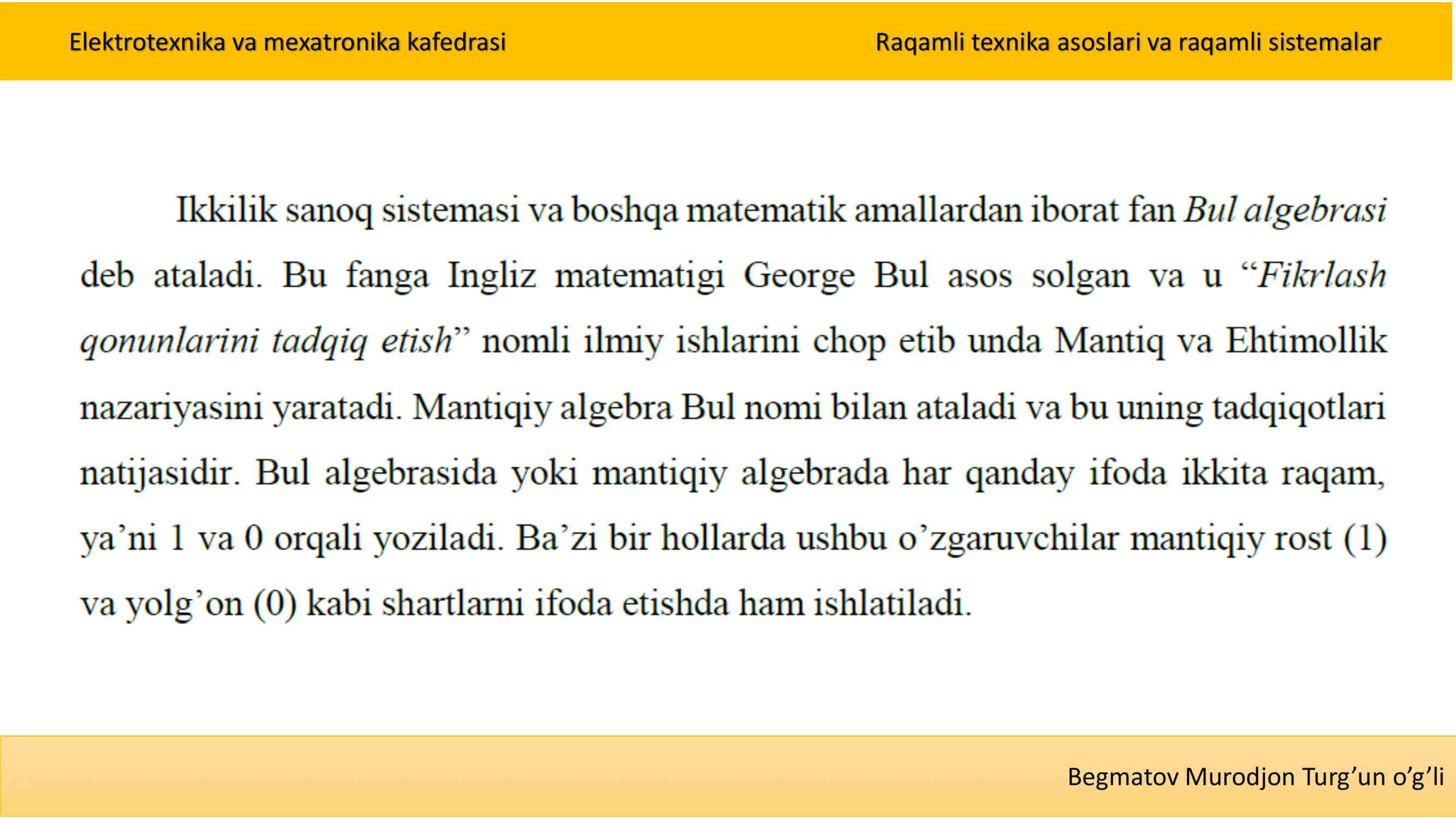Bul algebrasi 2