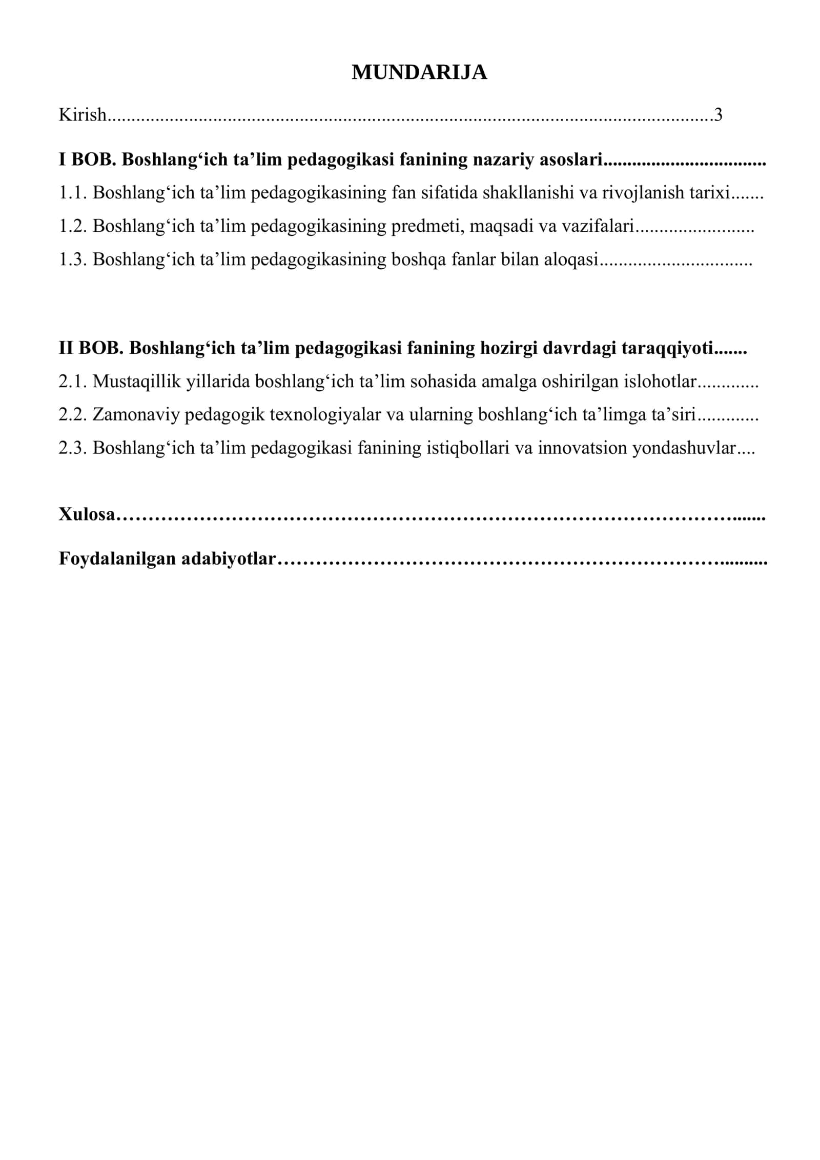 Boshlang’ich ta’lim pedagogikasi fanining taraqqiyoti” 2