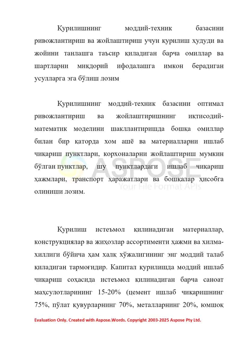 Қурилиш моддий техникавий базаси ва уни такомиллаштириш йўналишлари 2