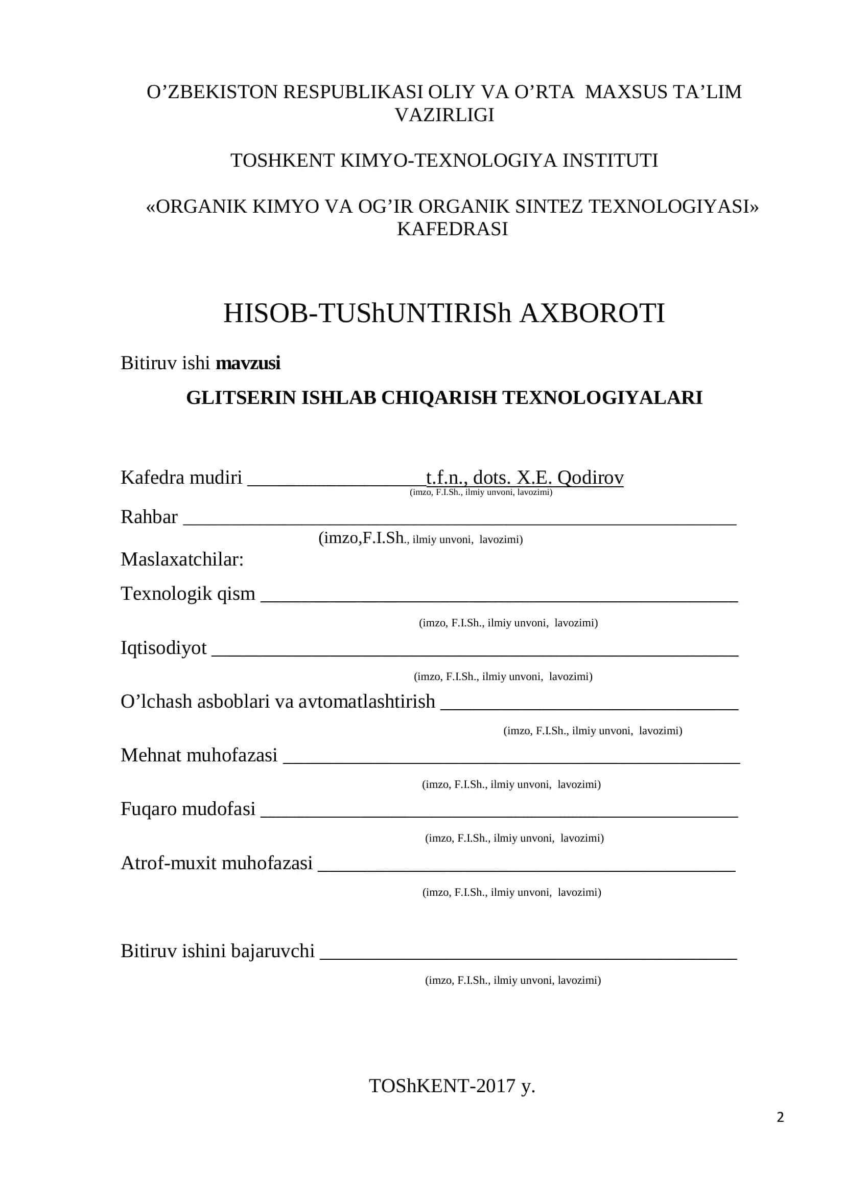 TEXNIK UGLEROD – SAJA IShLAB ChIQARISh TEXNOLOGIYaLARINI O’RGANISh 2