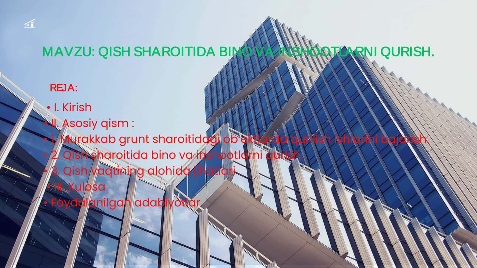 QISH SHAROITIDA BINO VA INSHOOTLARNI QURISH. 2