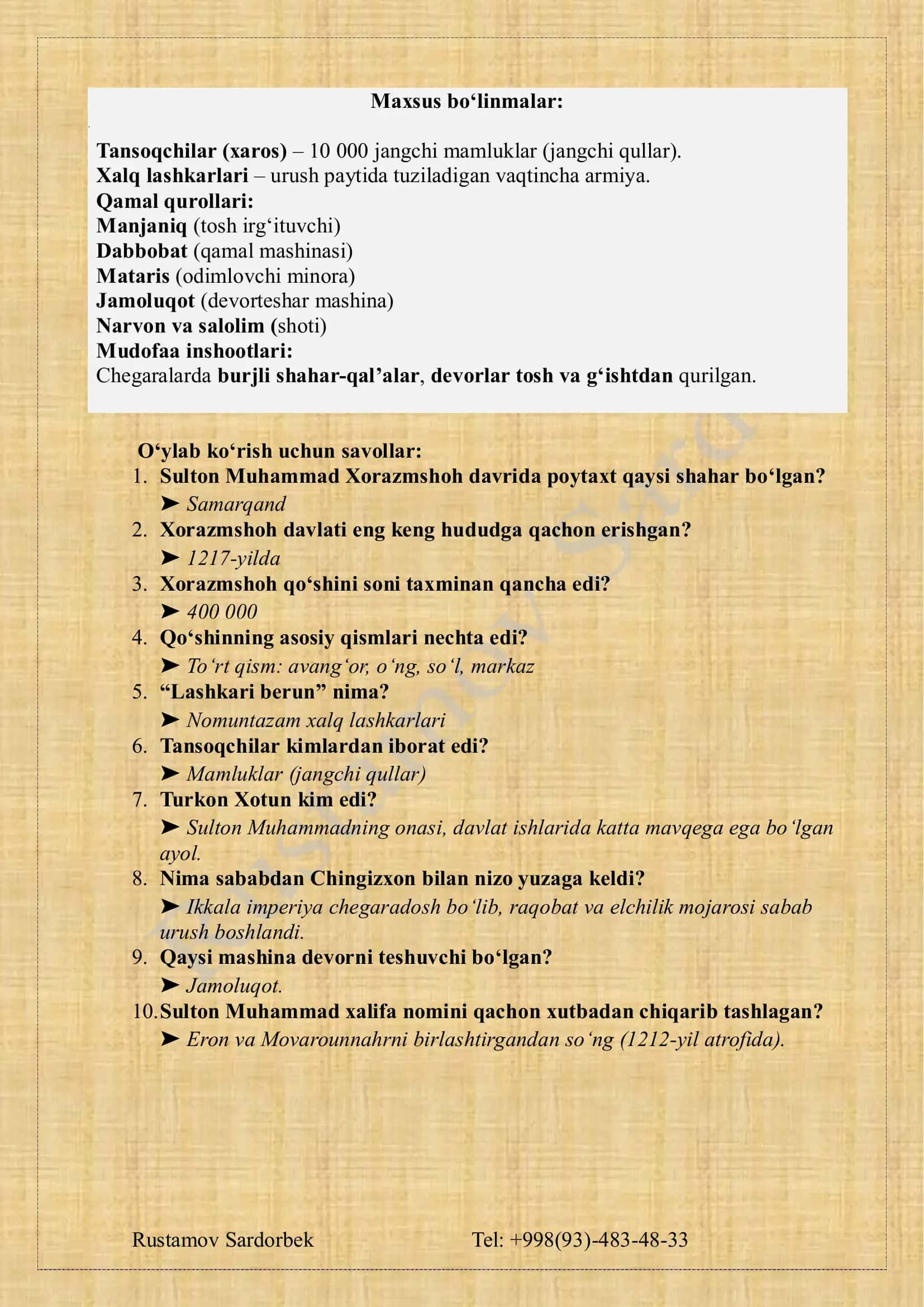 O'zbekiston tarixi 8 sinf qo'llanma kitob 2