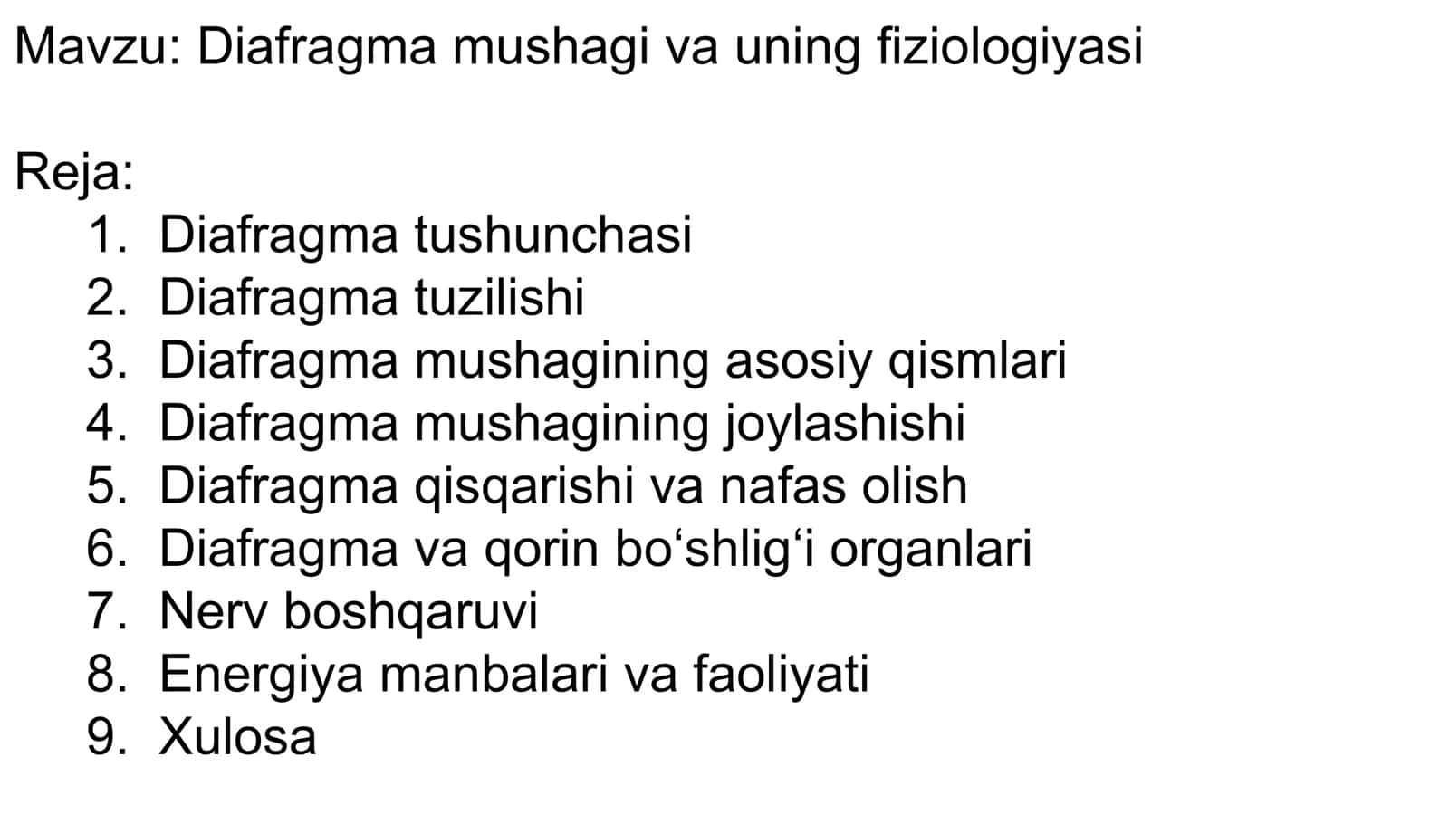 Diafragma mushagining fiziologiyasi 2