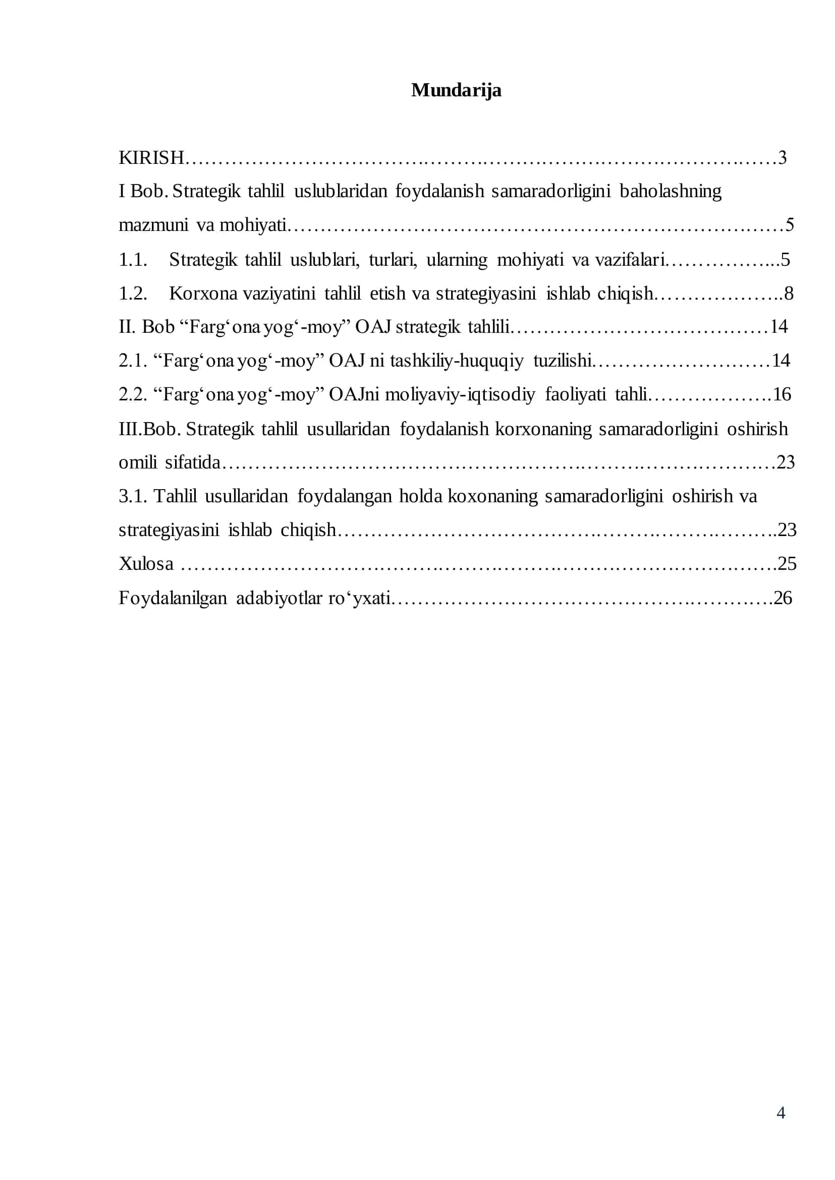 Strategik taxlil usullaridan foydalanish samaradorligini baholash tizimini ishlab chiqish 2