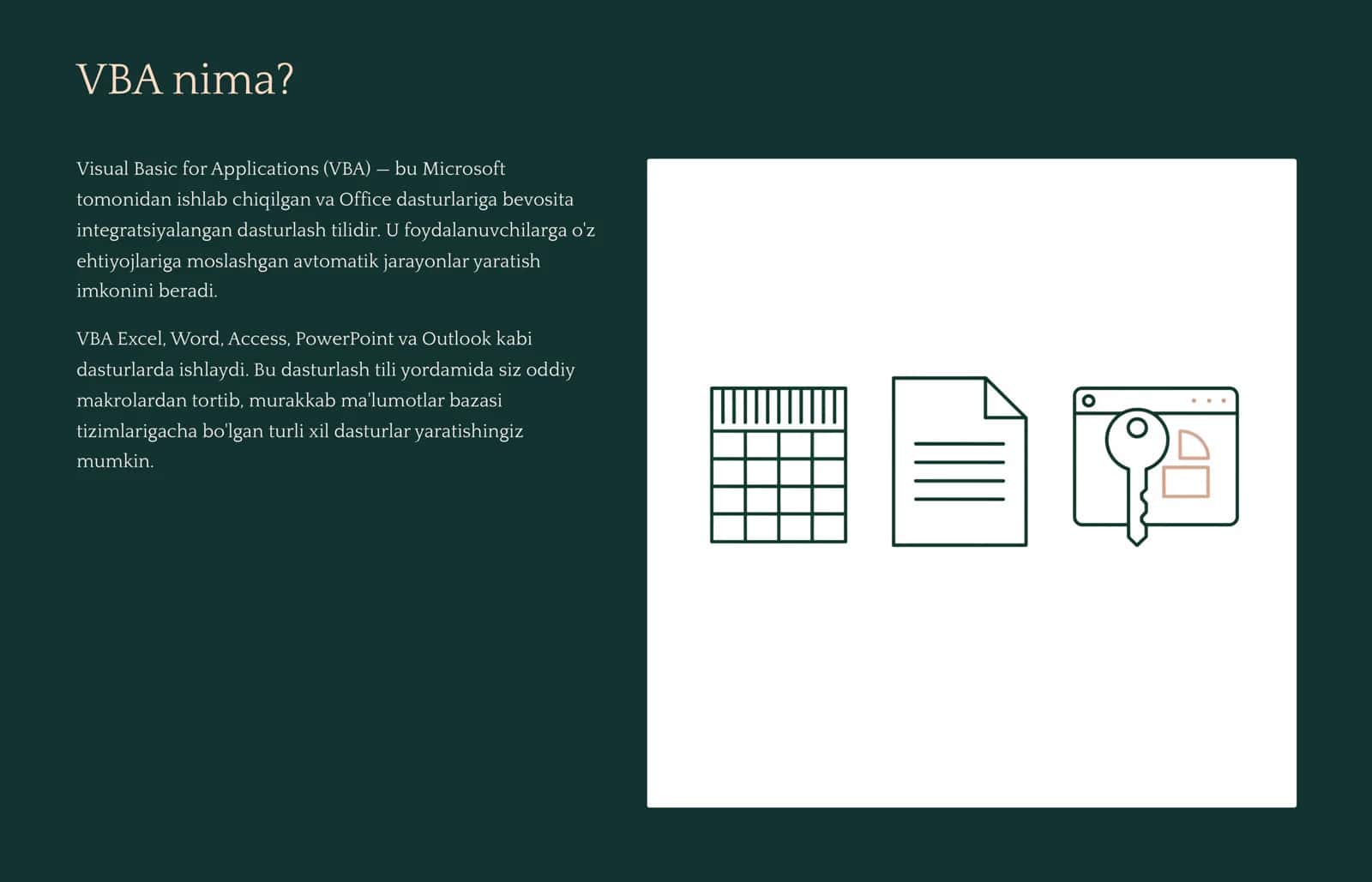 Visual Basic for Applications (VBA) haqida_umumiy_tushuncha. 2