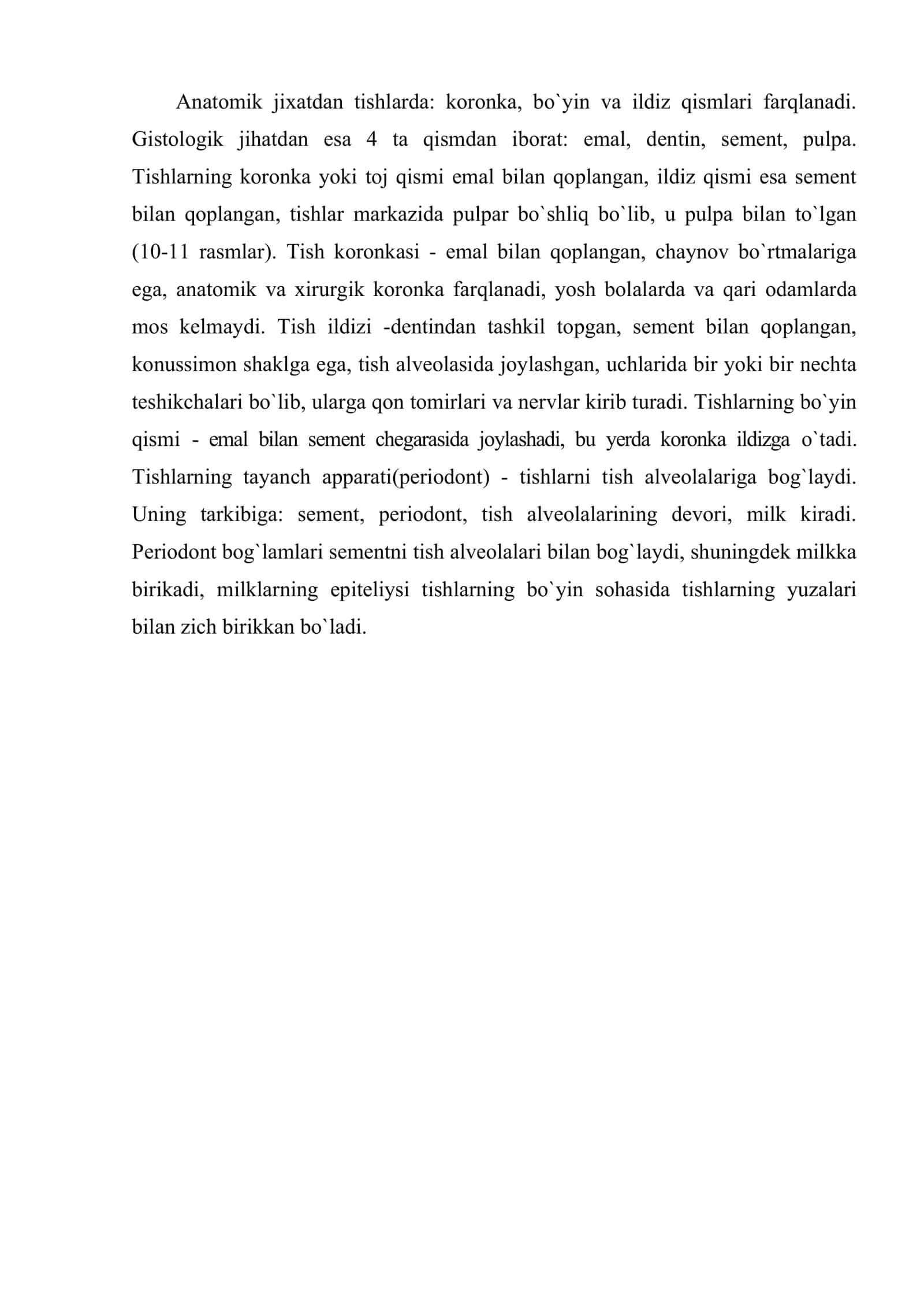 Tishlar tuzilishi 2