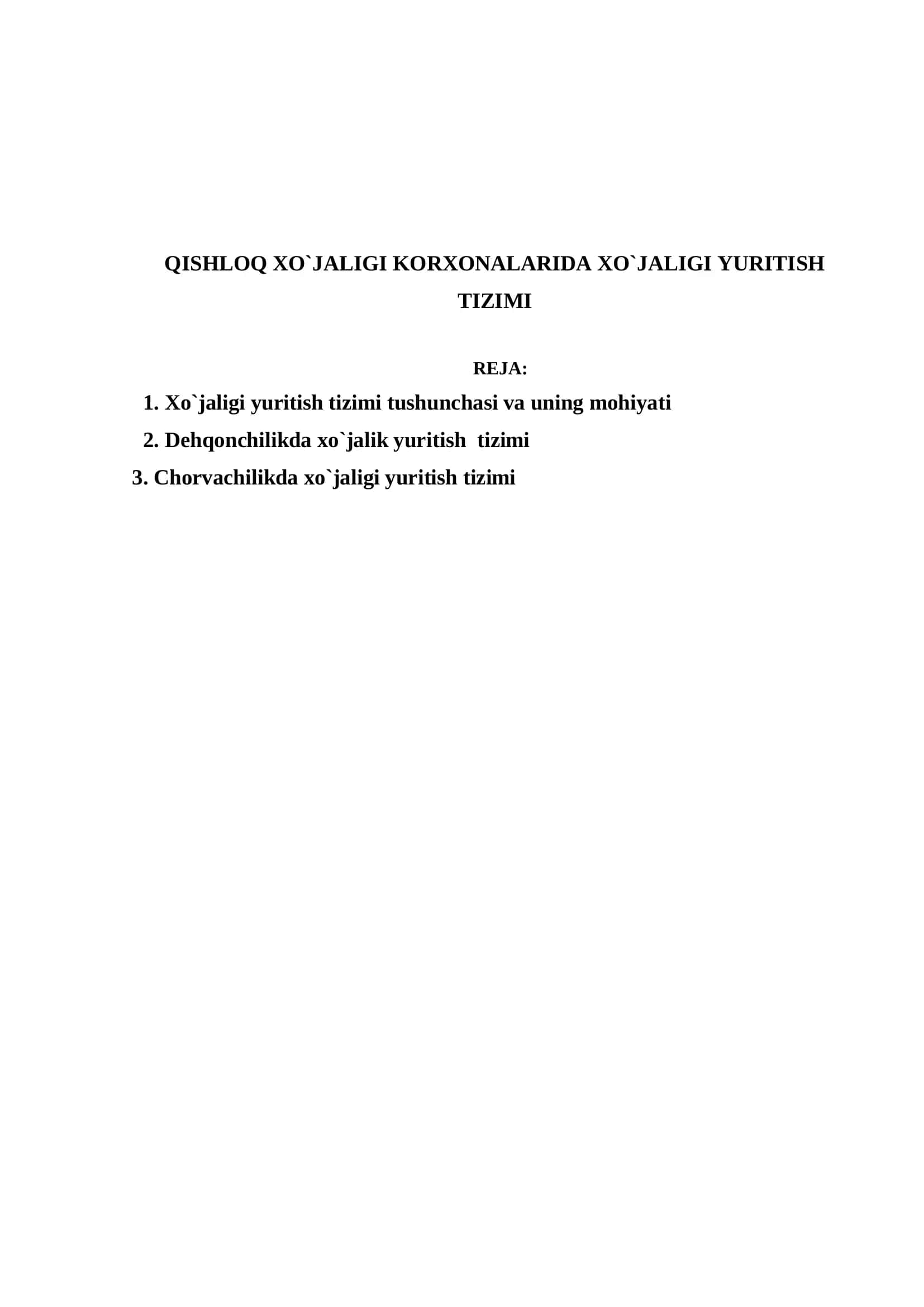 QISHLOQ XO'JALIGI KORXONALARIDA XO'JALIGI YURITISH TIZIMI 2