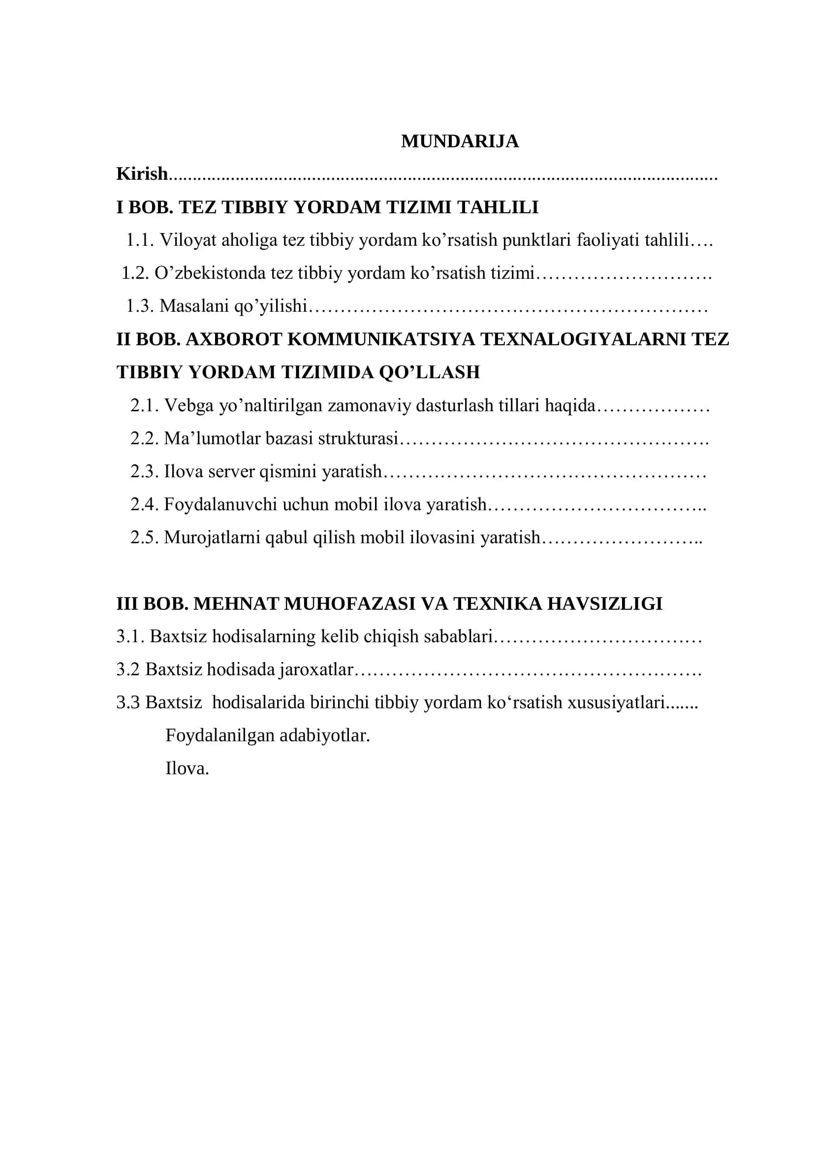 TEZ TIBBIY YORDAM TIZIMI UCHUN MOBIL ILOVALAR YARATISH 2